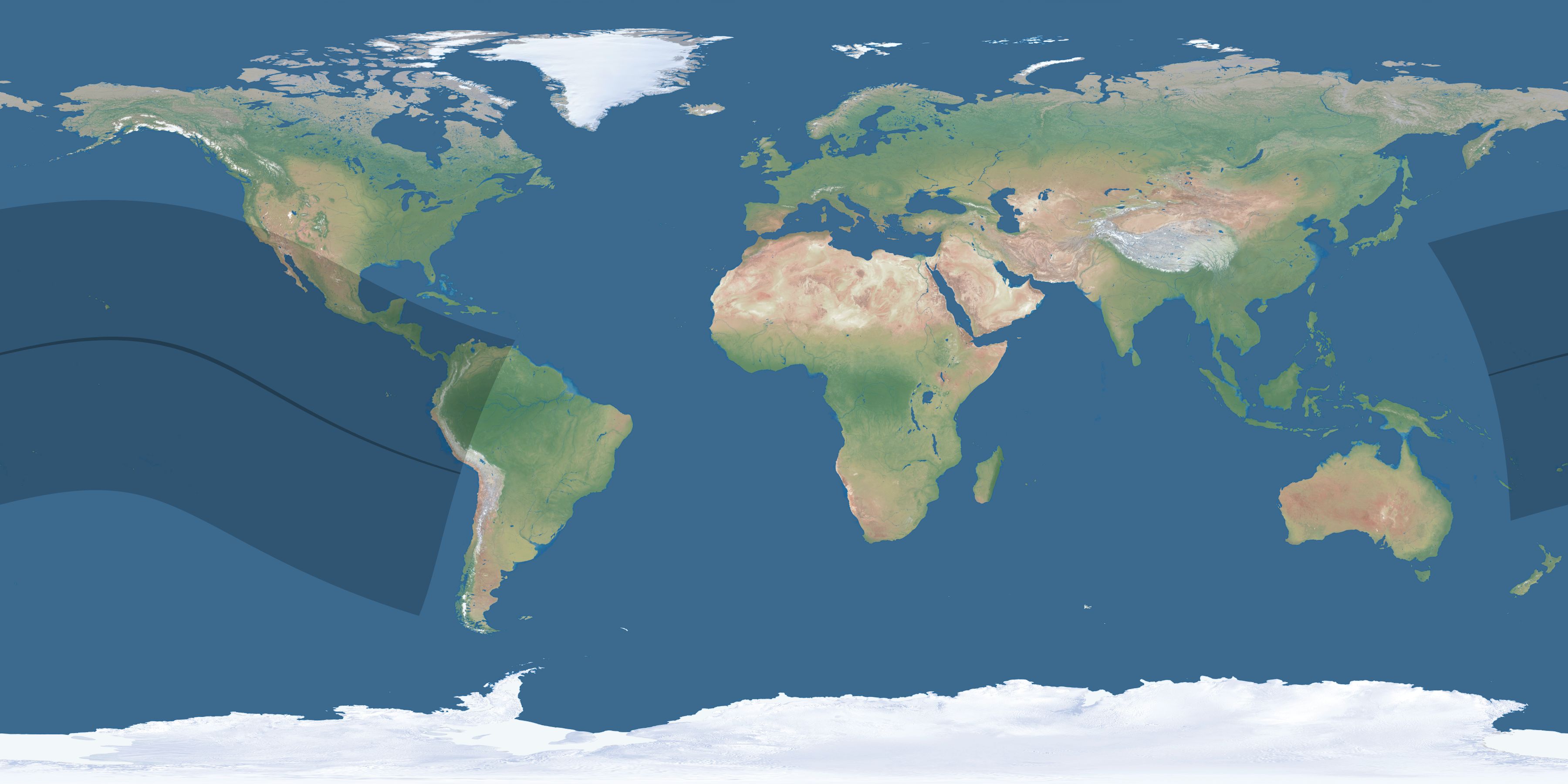 Map of the umbra and penumbra path of the solar eclipse of 08/08/2613