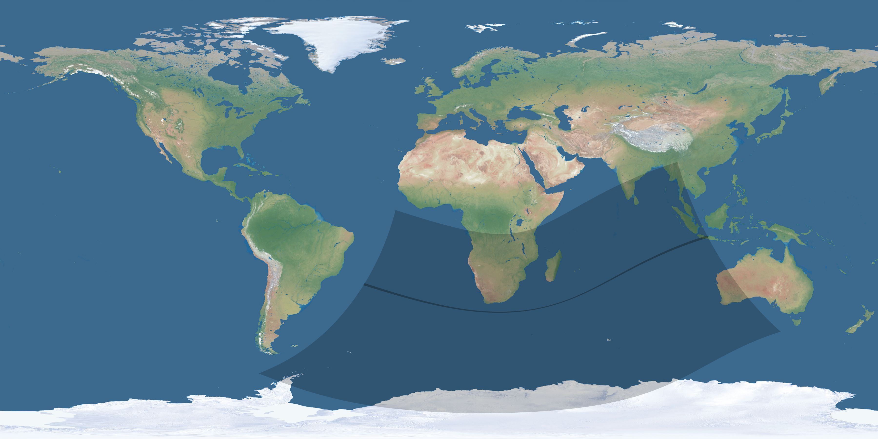 Map of the umbra and penumbra path of the solar eclipse of 02/01/2614