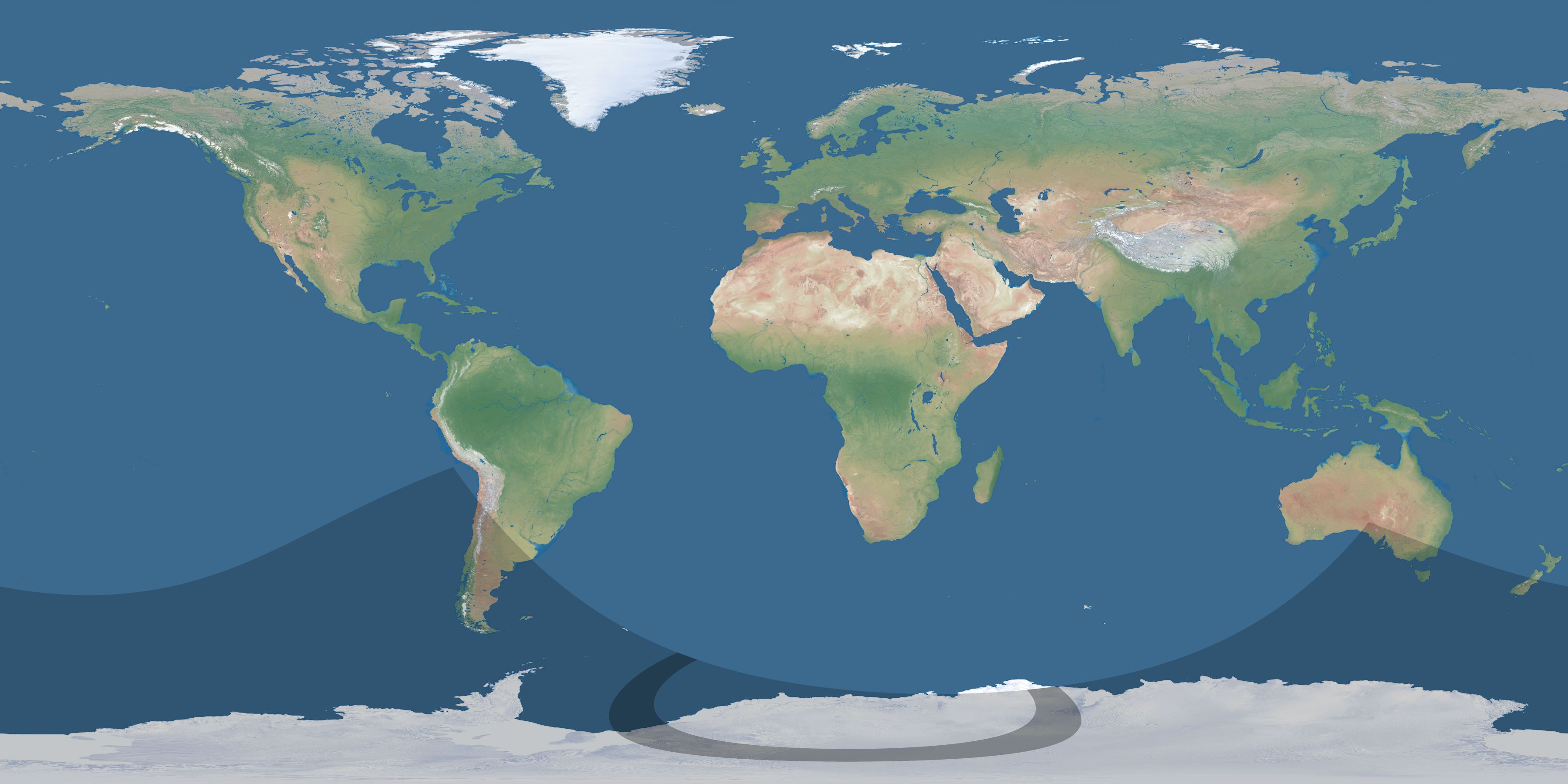 Map of the umbra and penumbra path of the solar eclipse of 01/21/2615