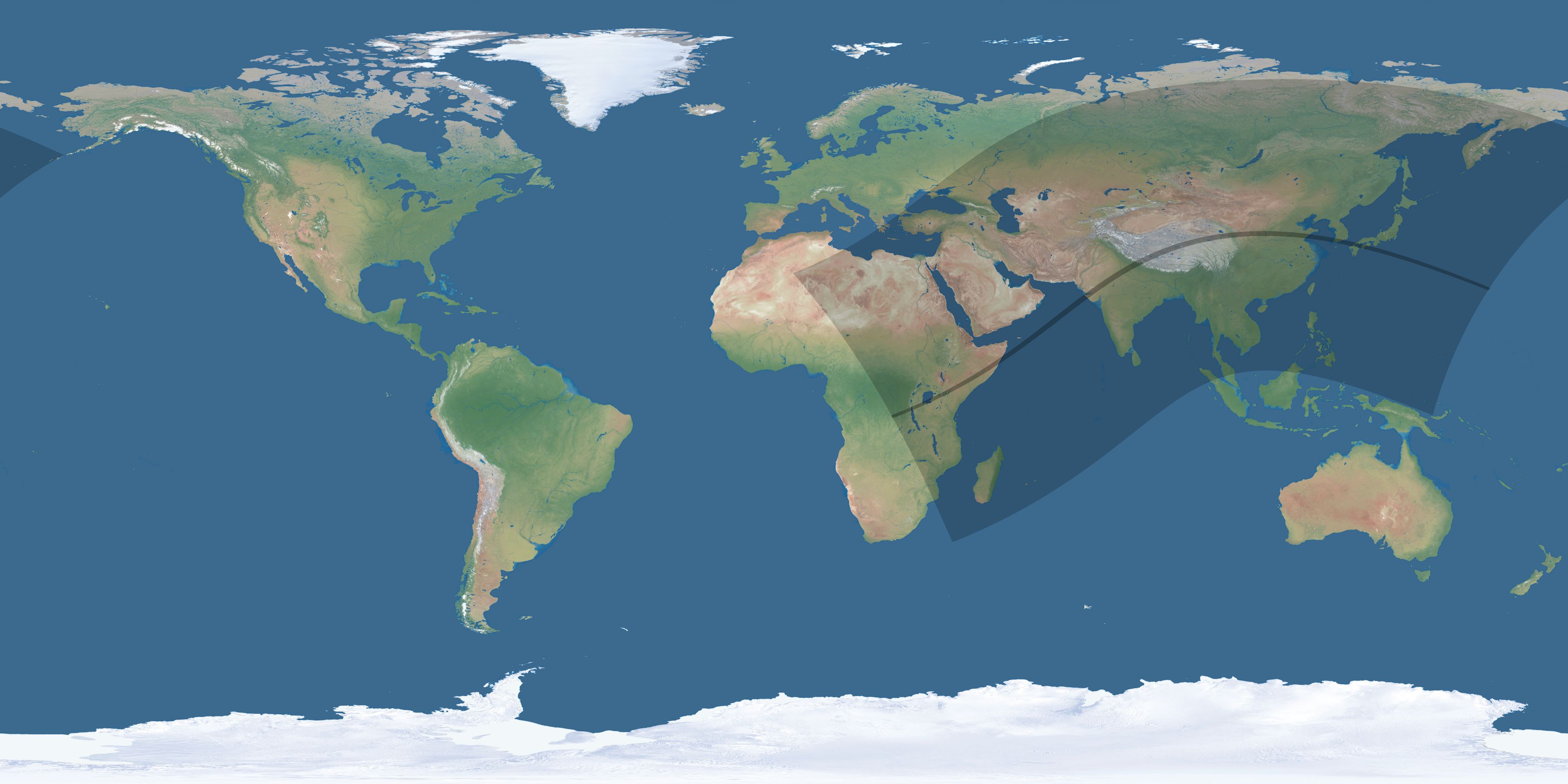 Map of the umbra and penumbra path of the solar eclipse of 05/26/2617