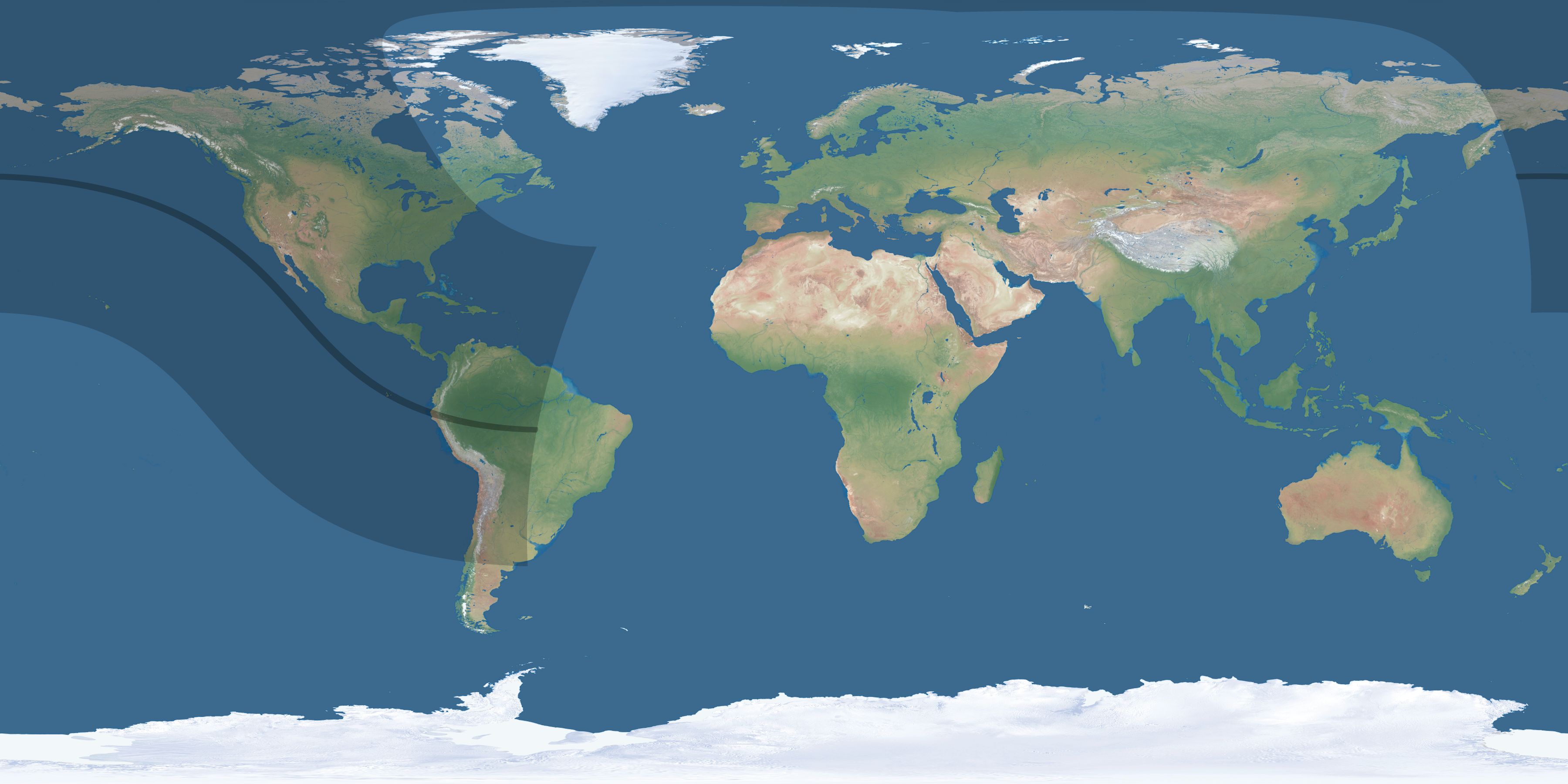 Map of the umbra and penumbra path of the solar eclipse of 09/18/2620