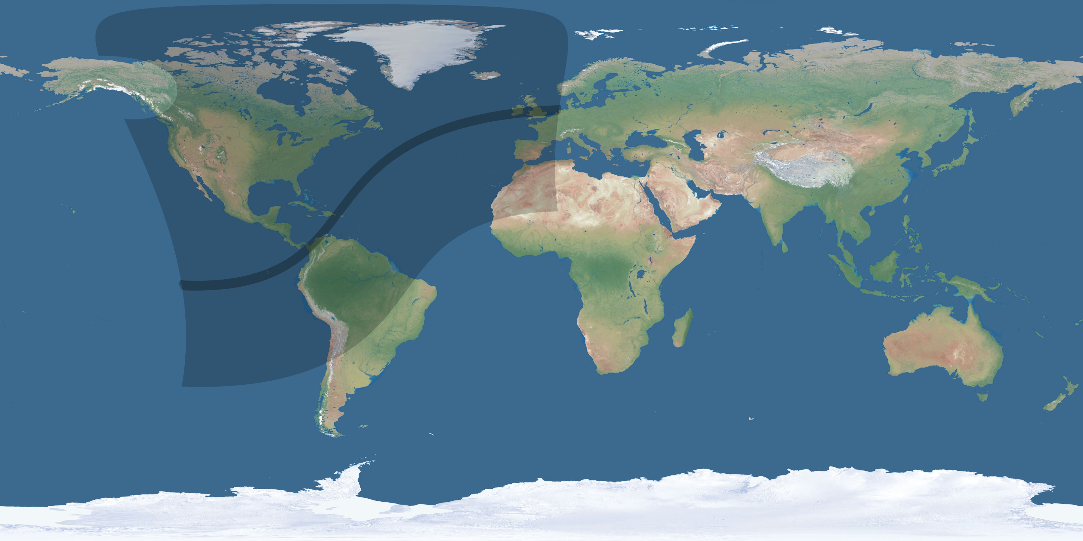 Map of the umbra and penumbra path of the solar eclipse of 03/15/2621