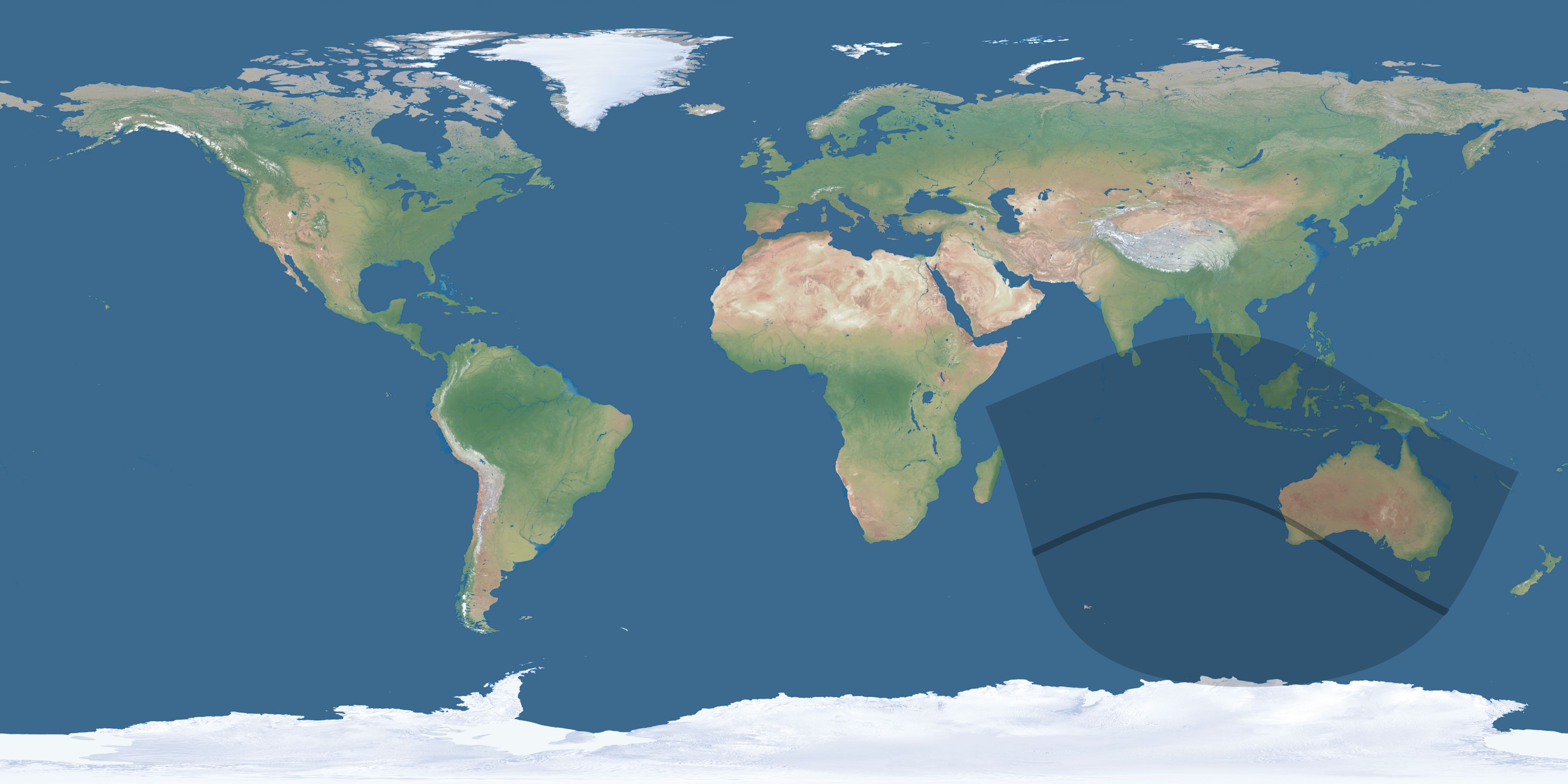 Map of the umbra and penumbra path of the solar eclipse of 06/26/2625