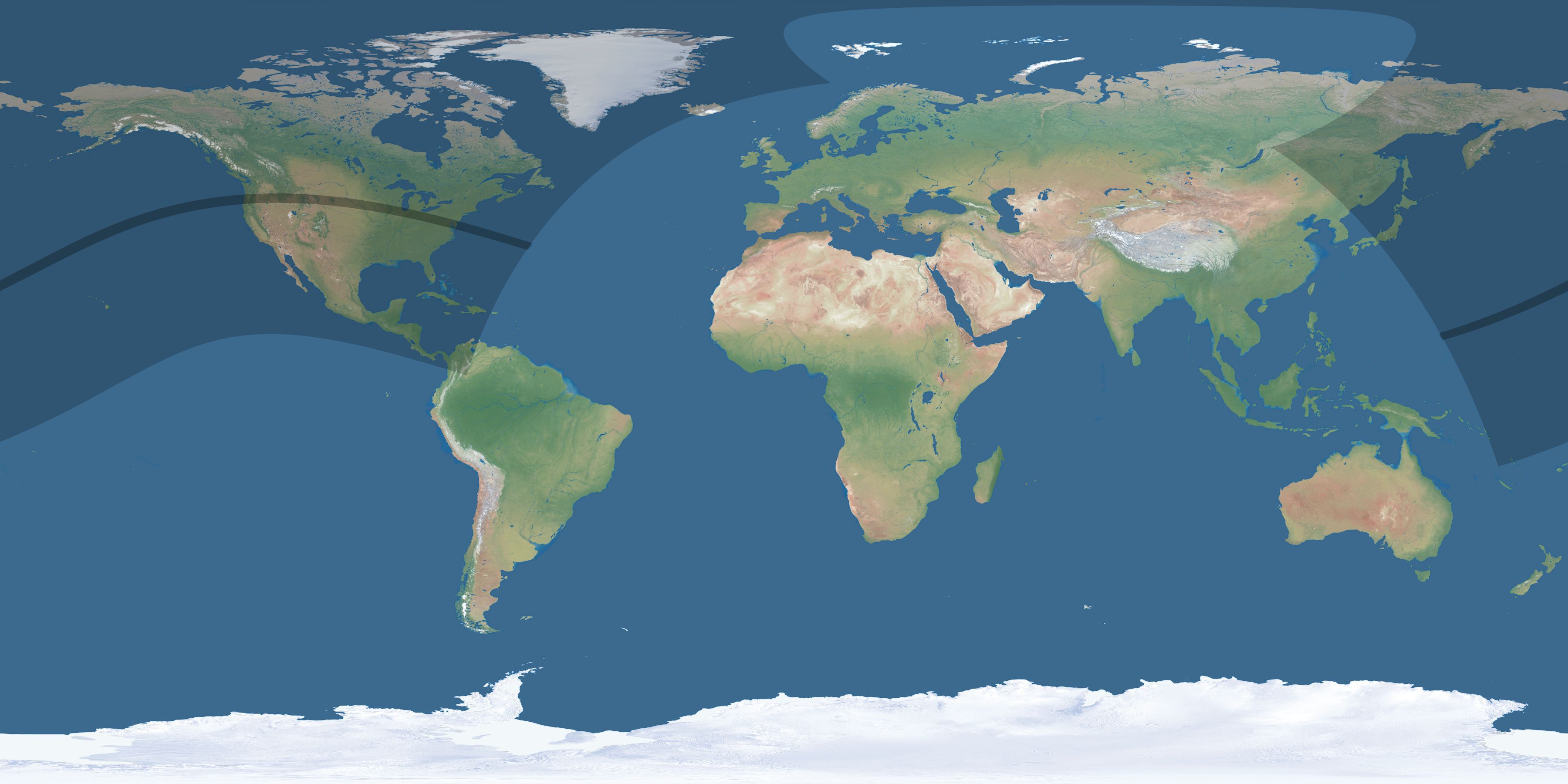Map of the umbra and penumbra path of the solar eclipse of 05/07/2627