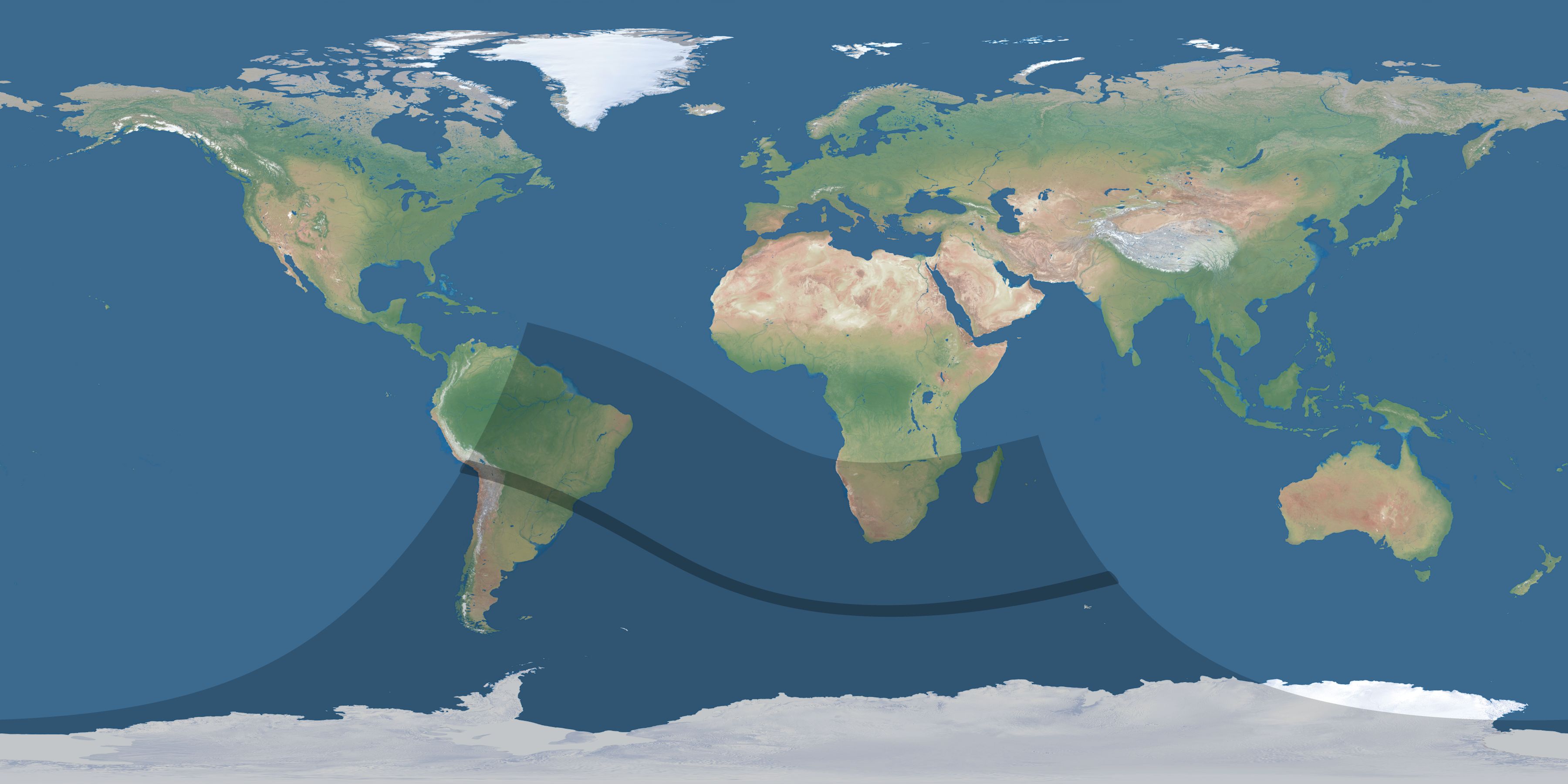Map of the umbra and penumbra path of the solar eclipse of 10/31/2627