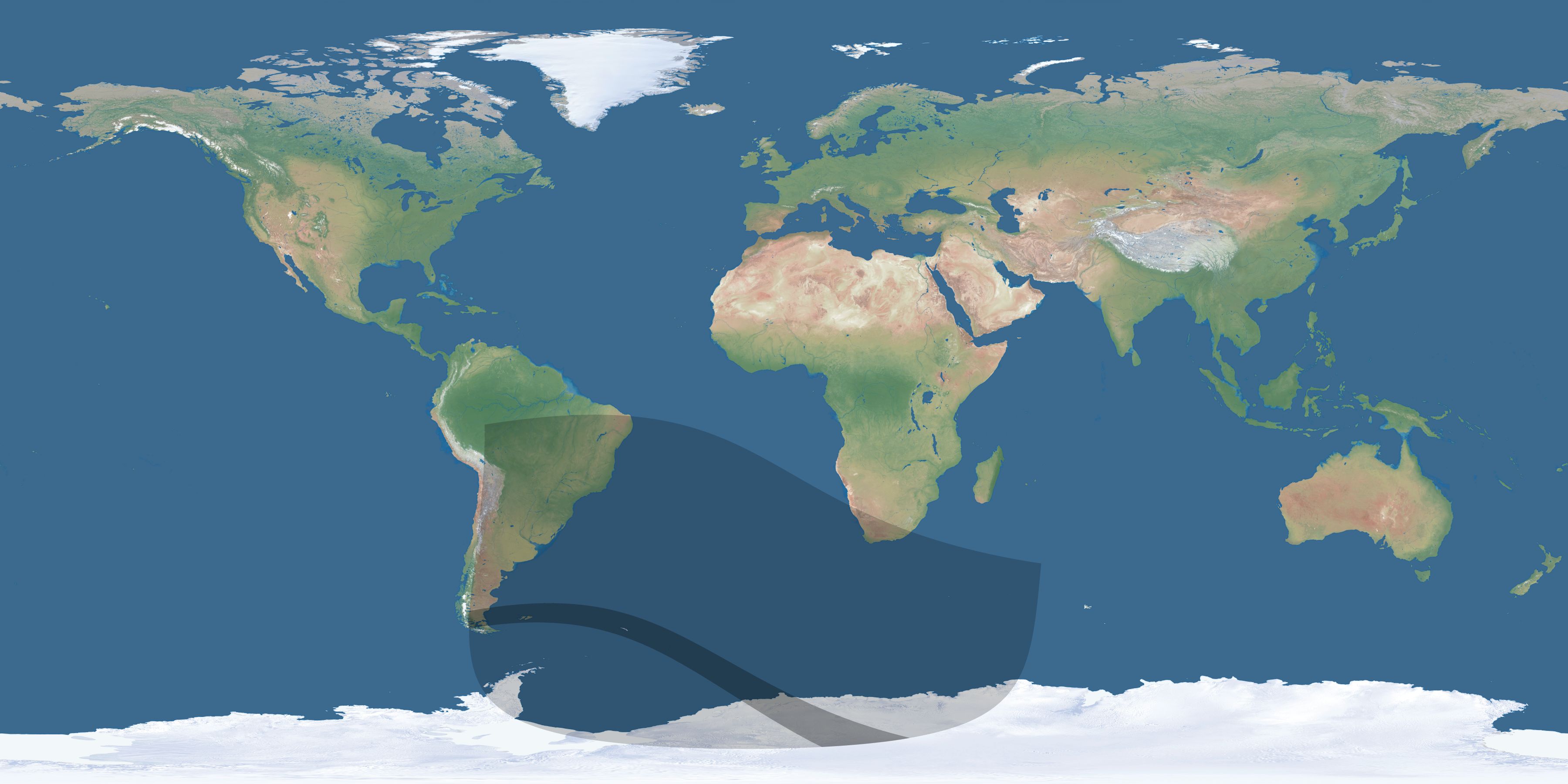 Map of the umbra and penumbra path of the solar eclipse of 08/30/2630