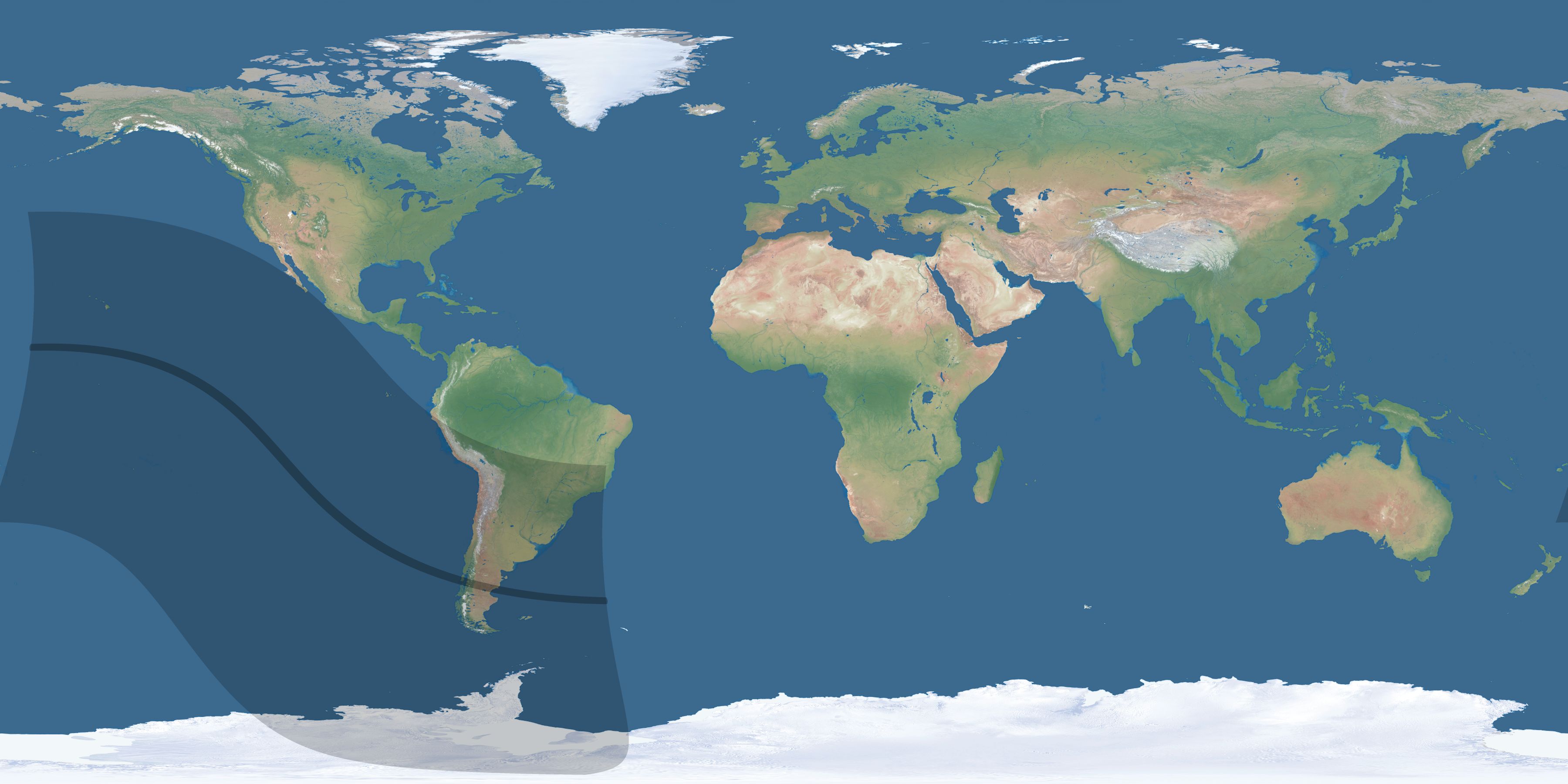 Map of the umbra and penumbra path of the solar eclipse of 09/19/2639