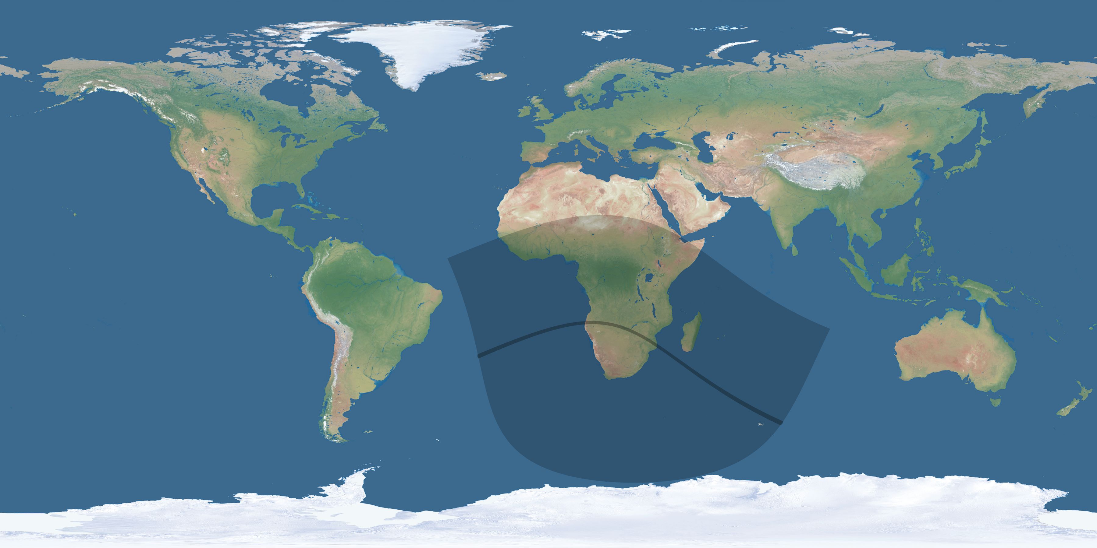 Map of the umbra and penumbra path of the solar eclipse of 07/08/2643