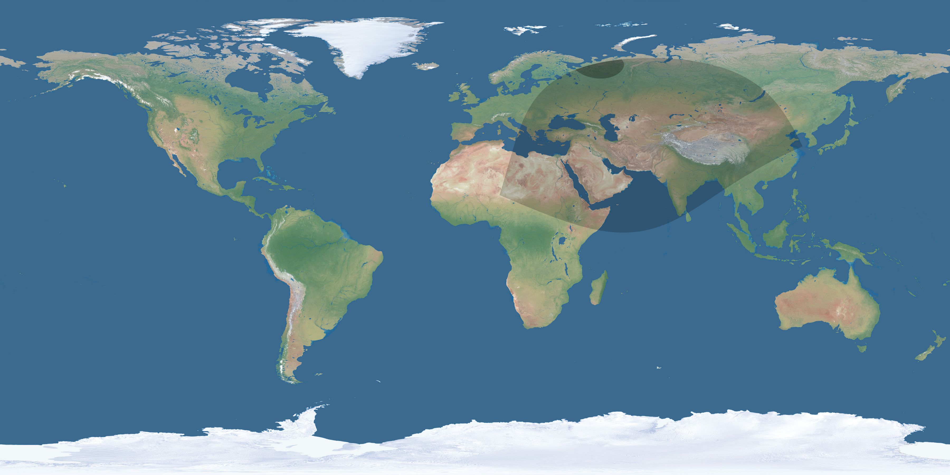 Map of the umbra and penumbra path of the solar eclipse of 01/02/2644
