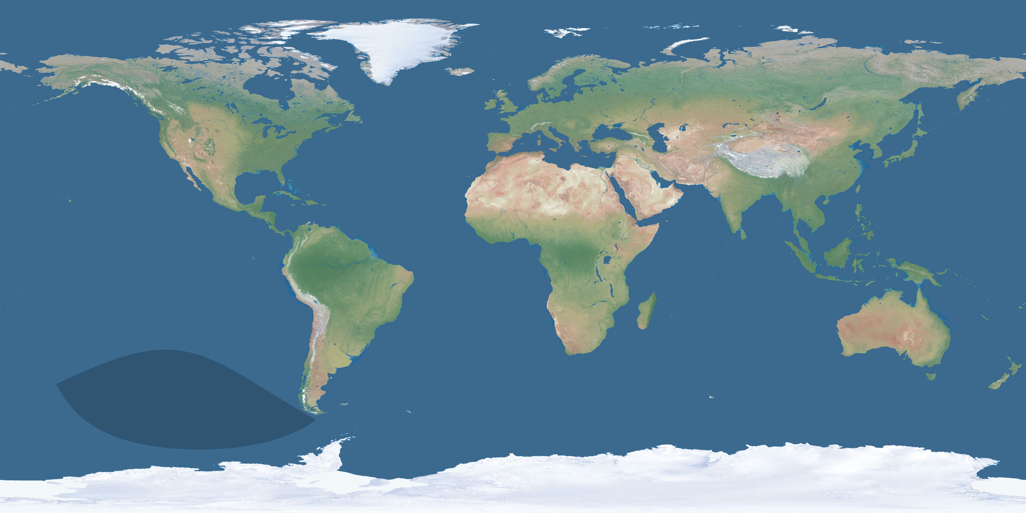 Map of the umbra and penumbra path of the solar eclipse of 06/26/2644