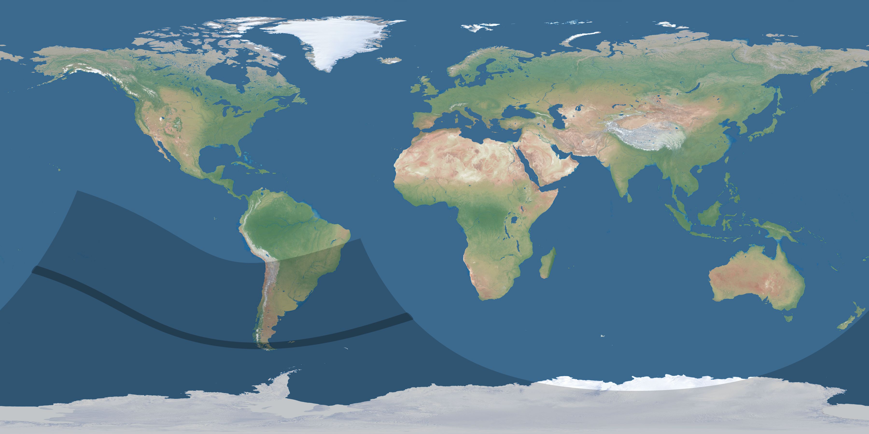 Map of the umbra and penumbra path of the solar eclipse of 11/10/2645