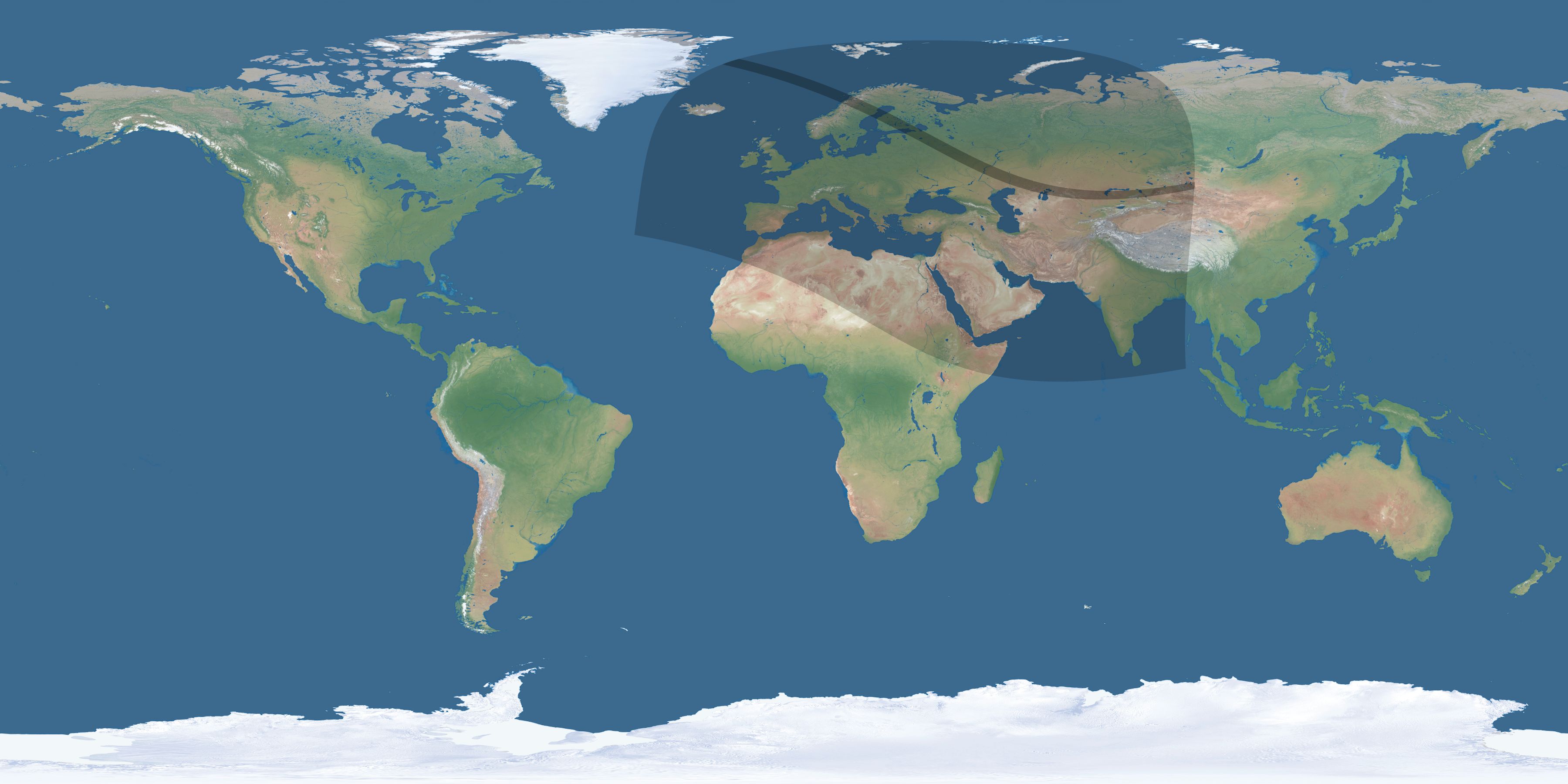 Map of the umbra and penumbra path of the solar eclipse of 10/20/2647