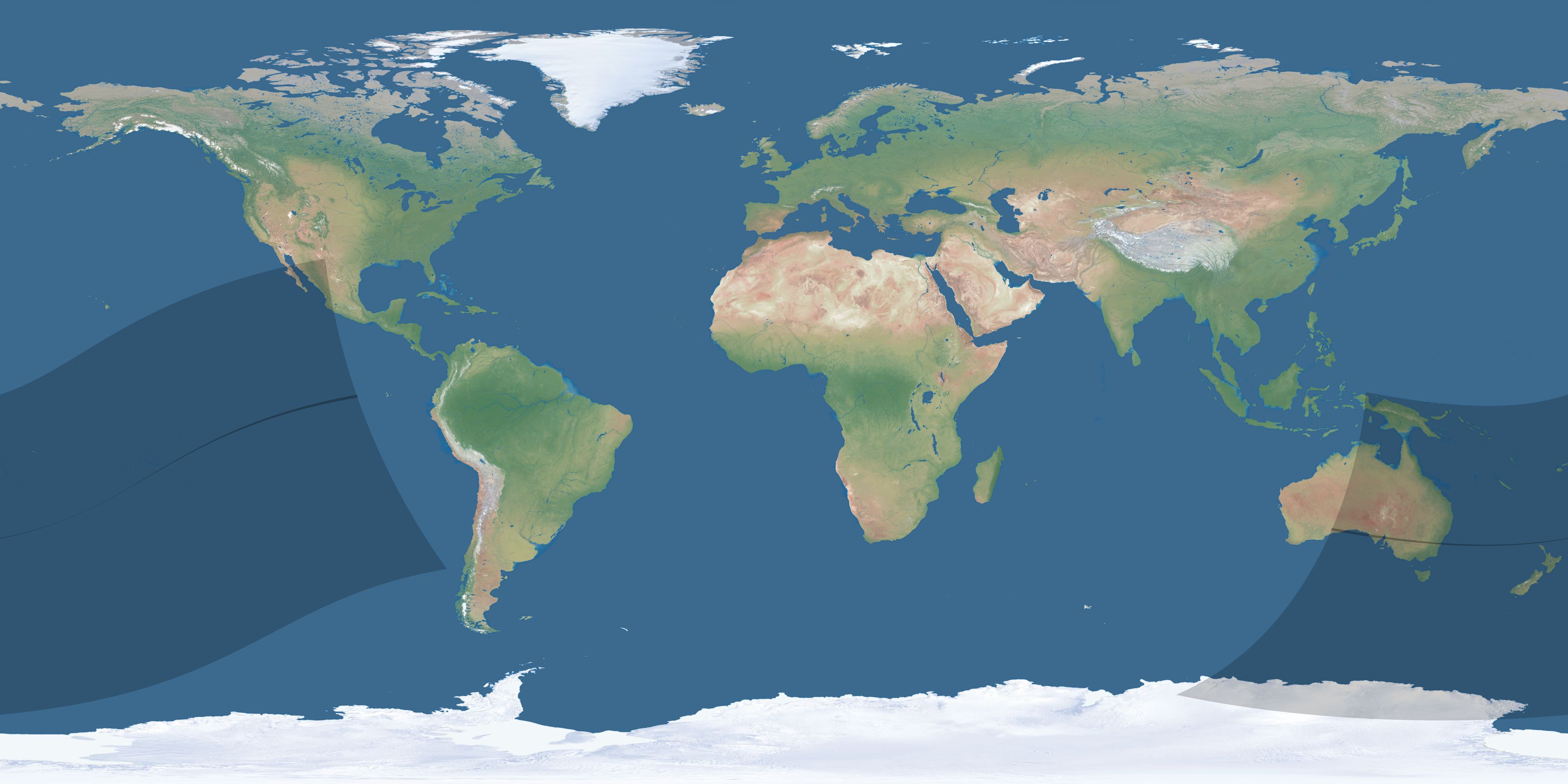 Map of the umbra and penumbra path of the solar eclipse of 02/22/2650