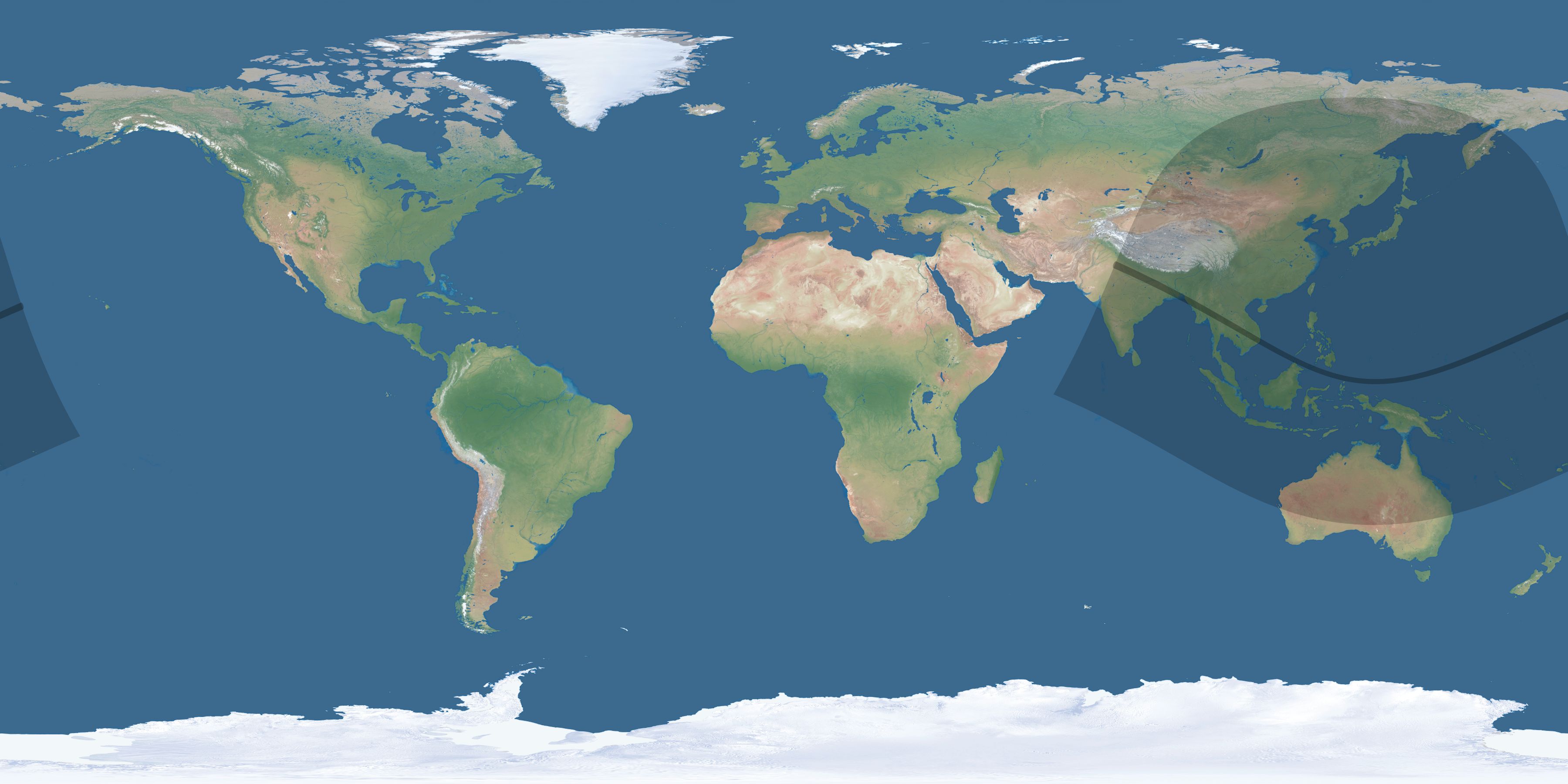 Map of the umbra and penumbra path of the solar eclipse of 12/22/2652