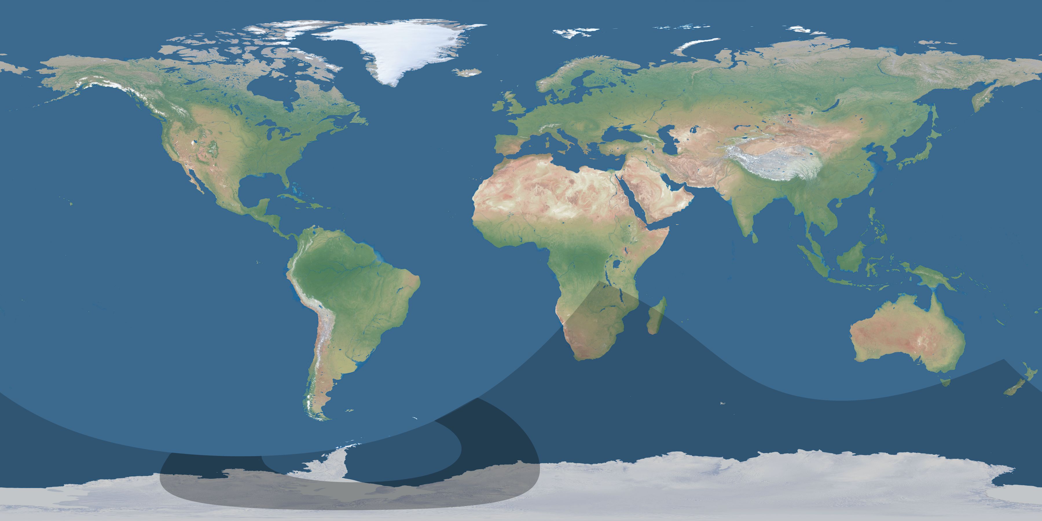 Map of the umbra and penumbra path of the solar eclipse of 12/01/2654