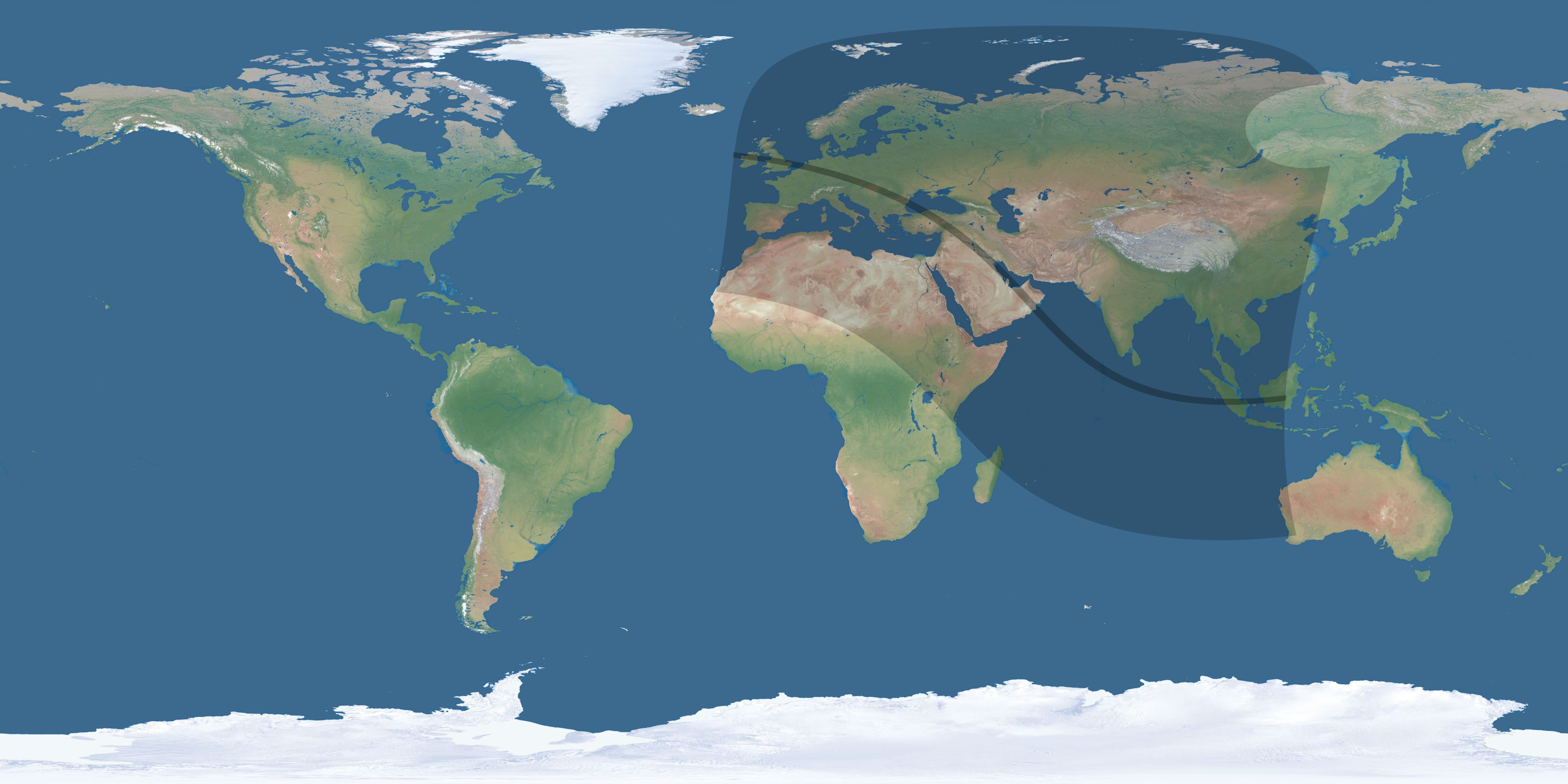 Map of the umbra and penumbra path of the solar eclipse of 10/10/2656