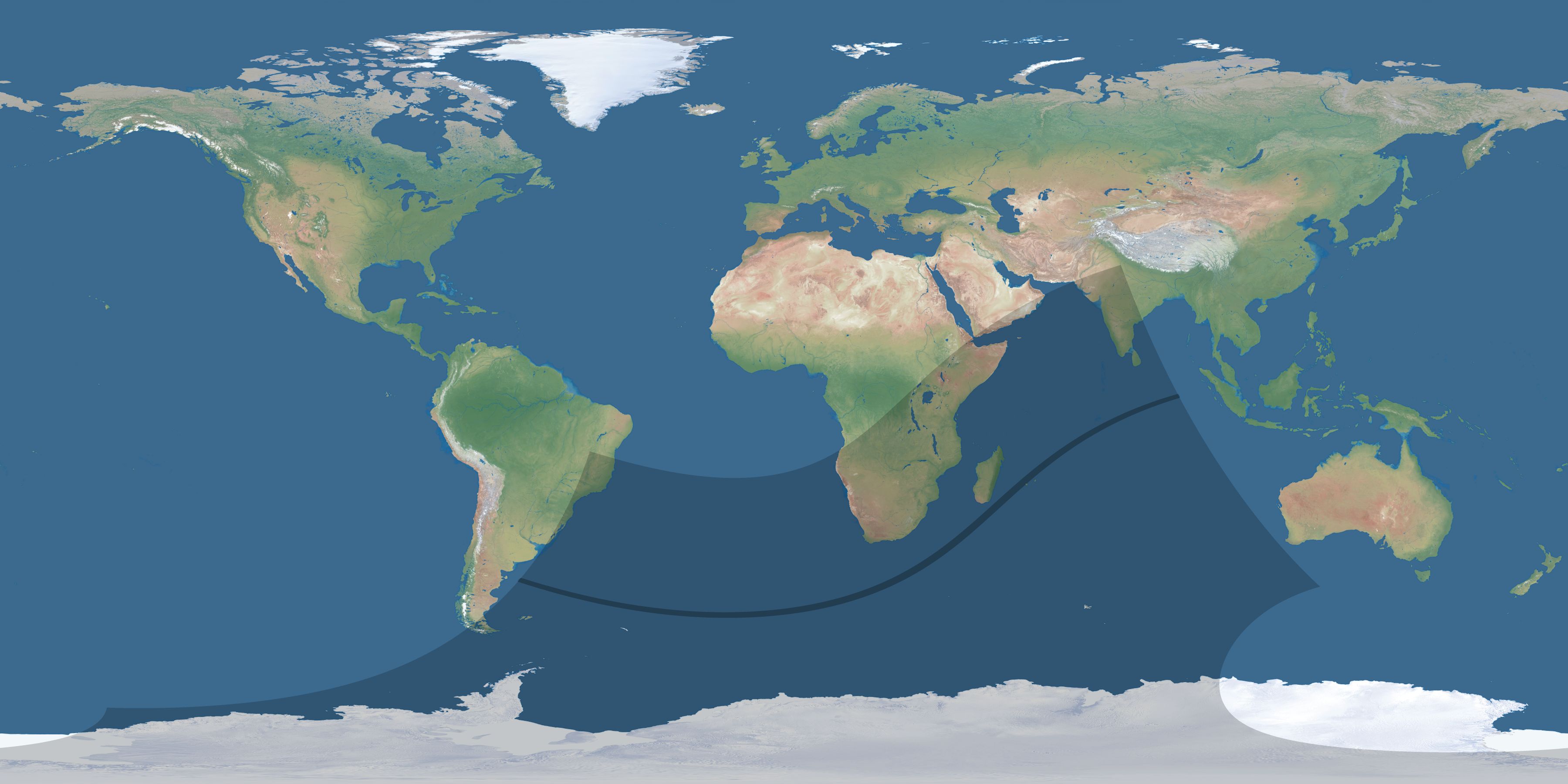 Map of the umbra and penumbra path of the solar eclipse of 02/03/2660