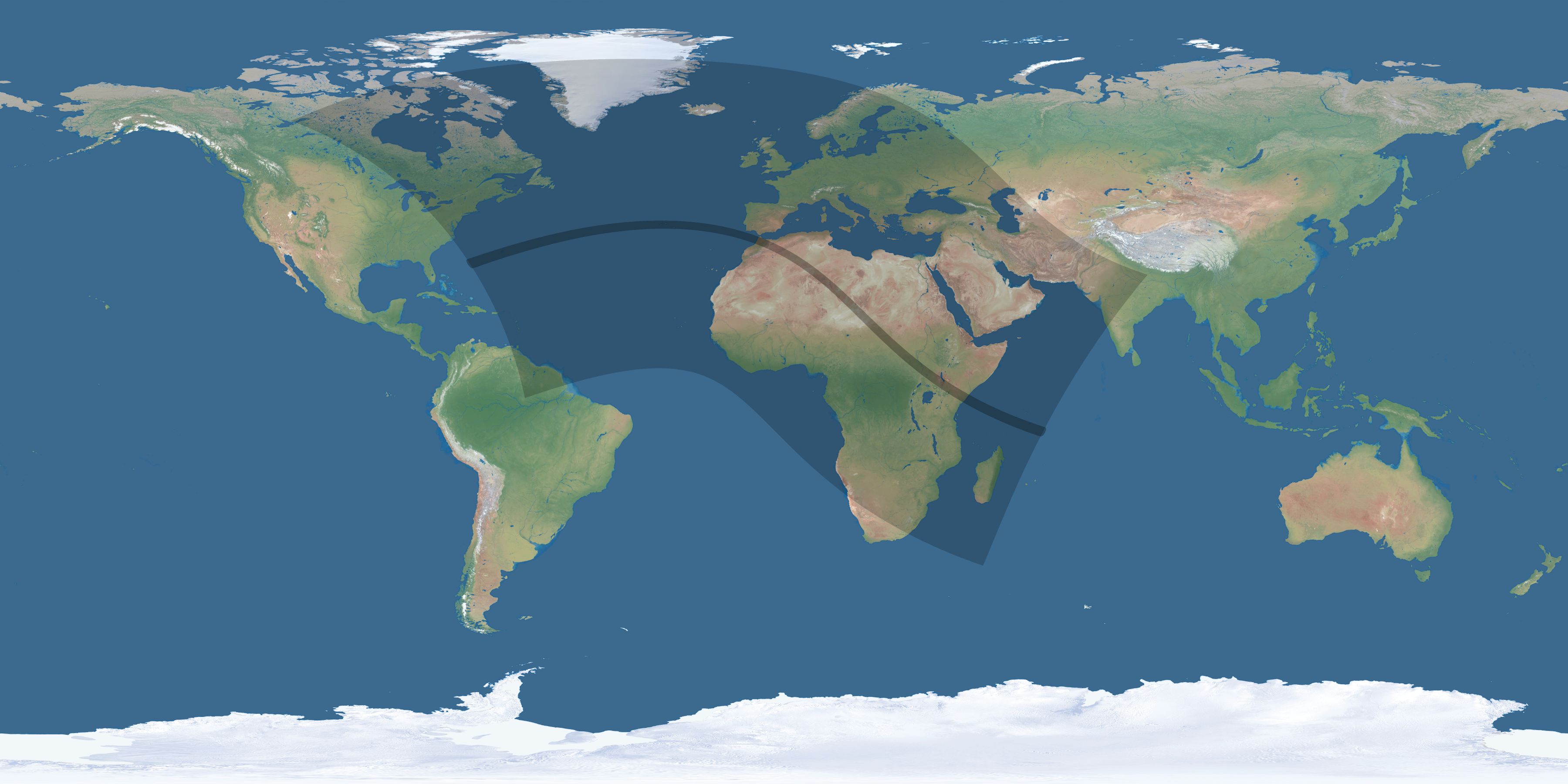 Map of the umbra and penumbra path of the solar eclipse of 07/29/2660
