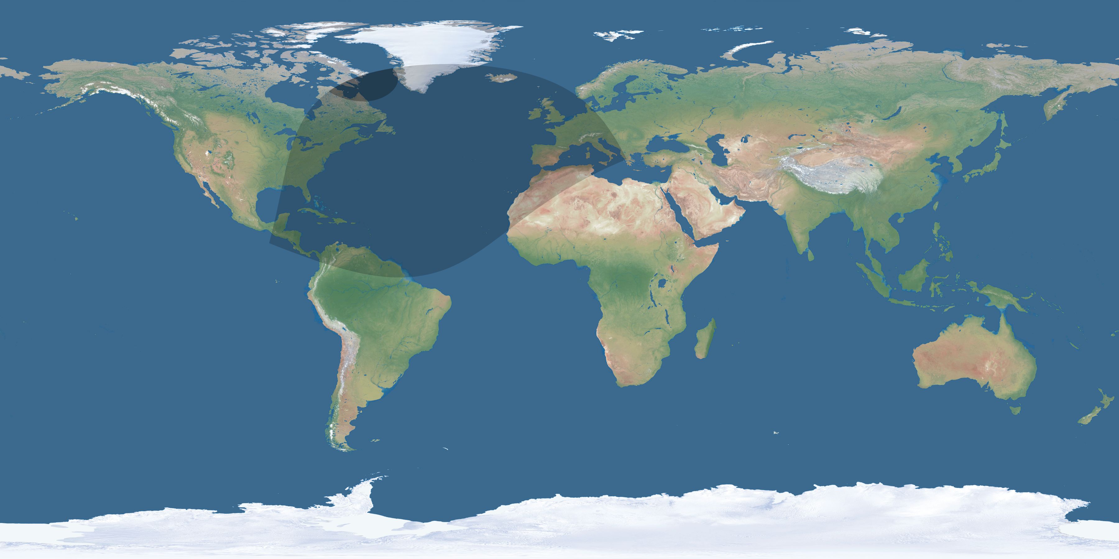 Map of the umbra and penumbra path of the solar eclipse of 01/12/2662