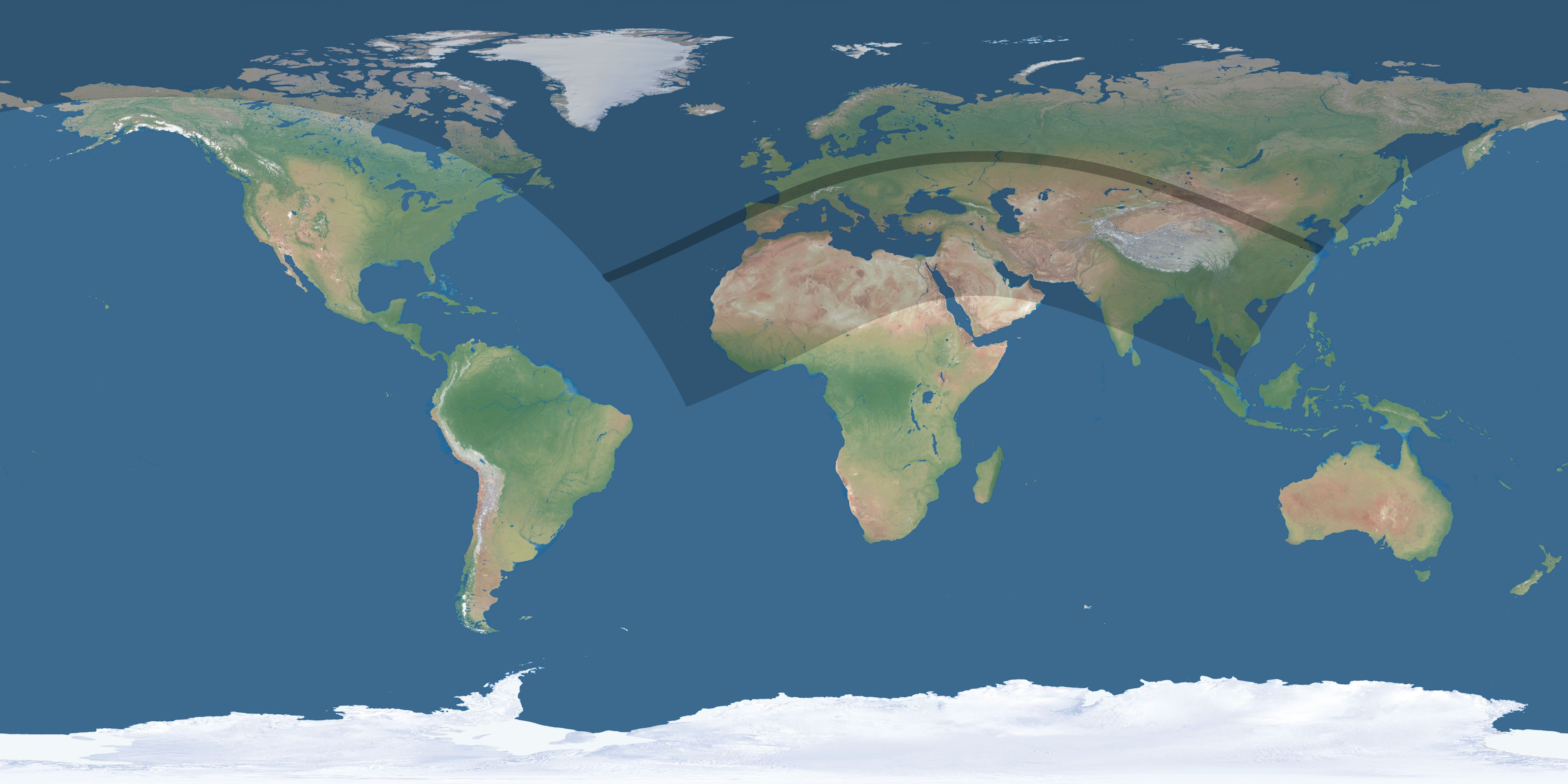 Map of the umbra and penumbra path of the solar eclipse of 05/29/2663
