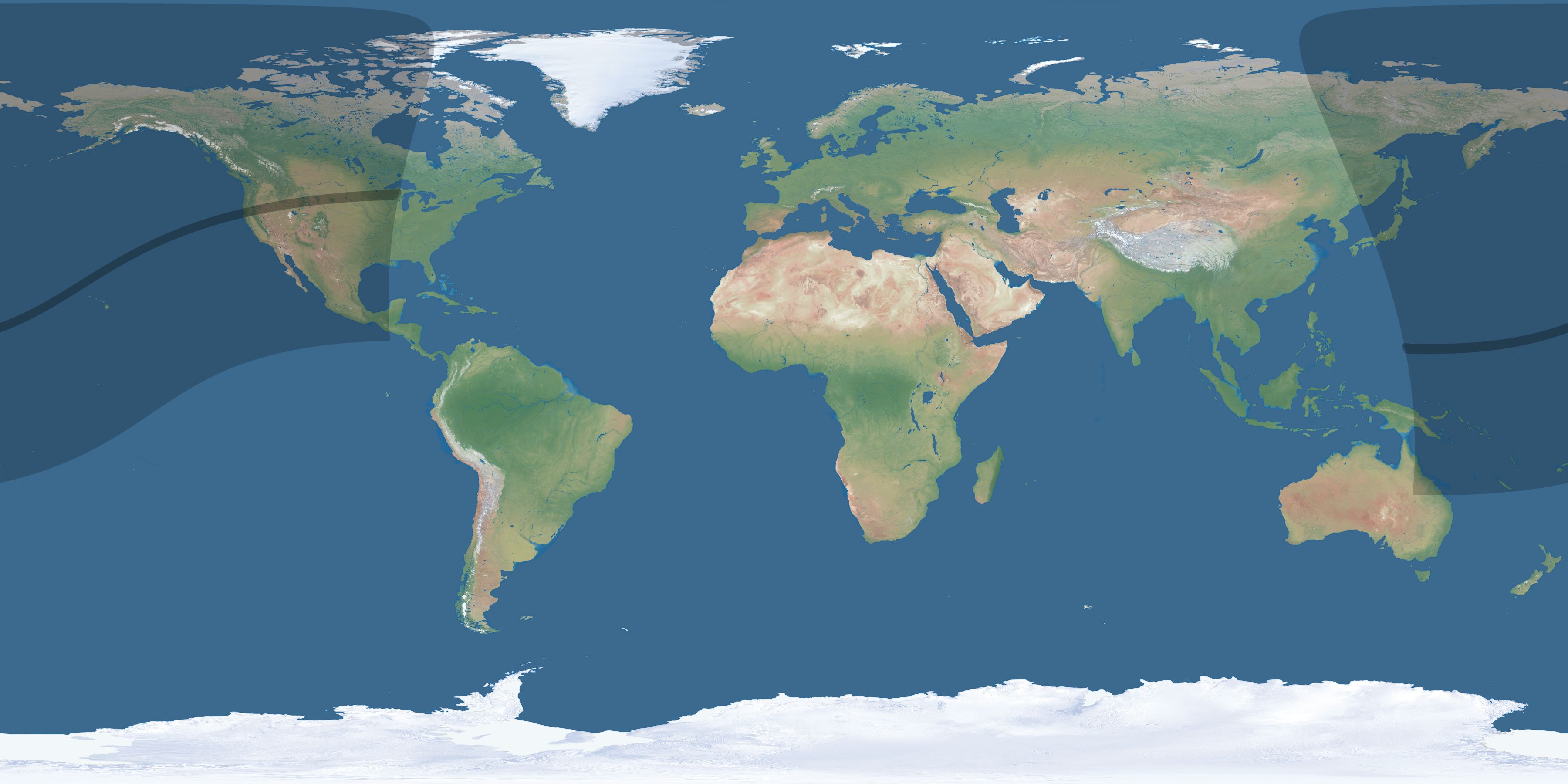 Map of the umbra and penumbra path of the solar eclipse of 03/16/2667