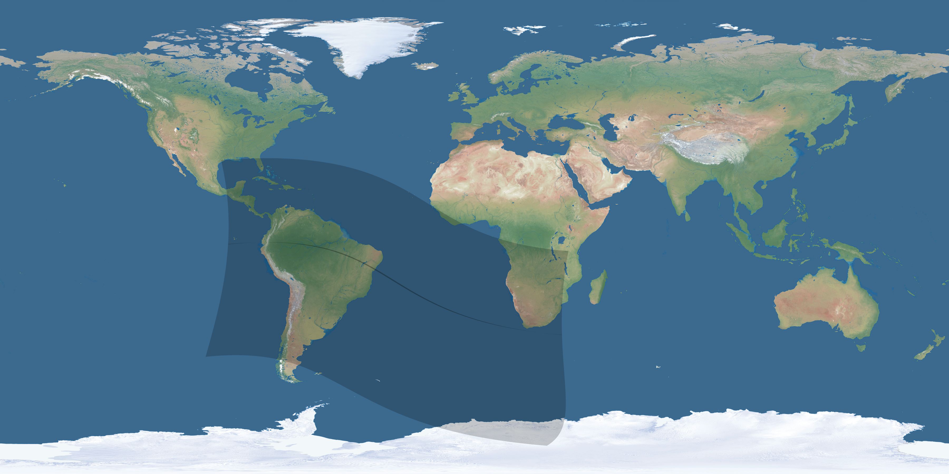 Map of the umbra and penumbra path of the solar eclipse of 09/10/2667