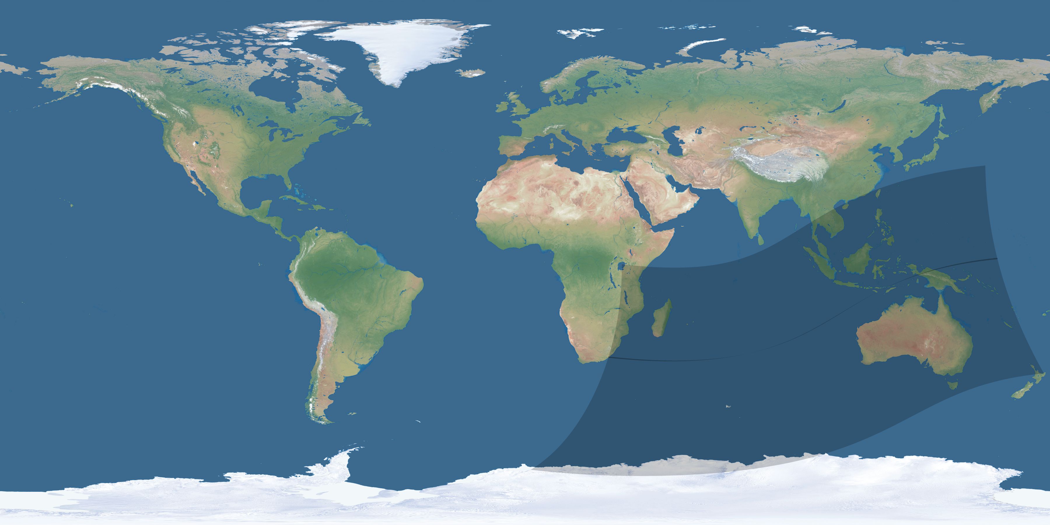 Map of the umbra and penumbra path of the solar eclipse of 03/05/2668