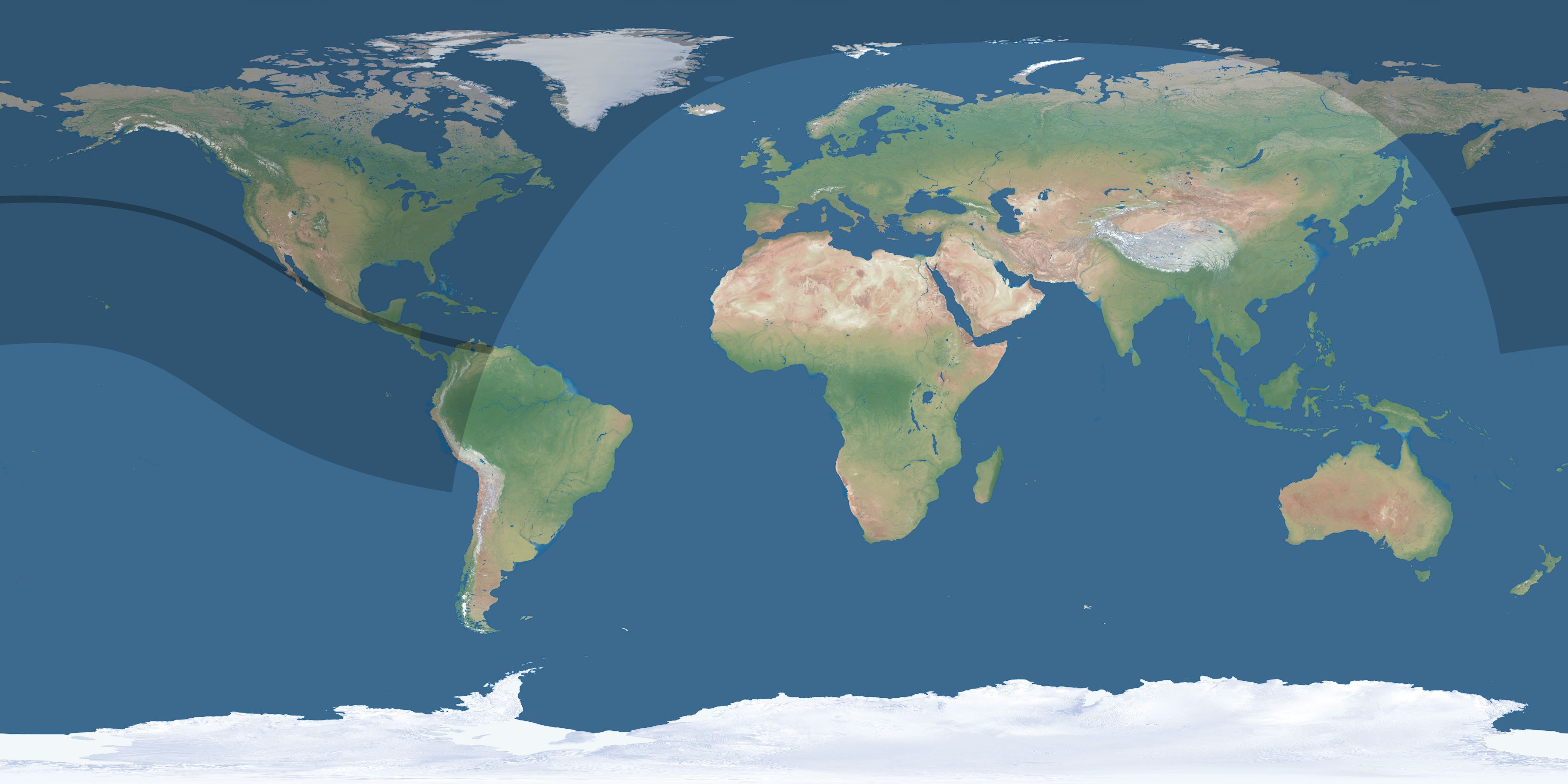 Map of the umbra and penumbra path of the solar eclipse of 08/29/2668