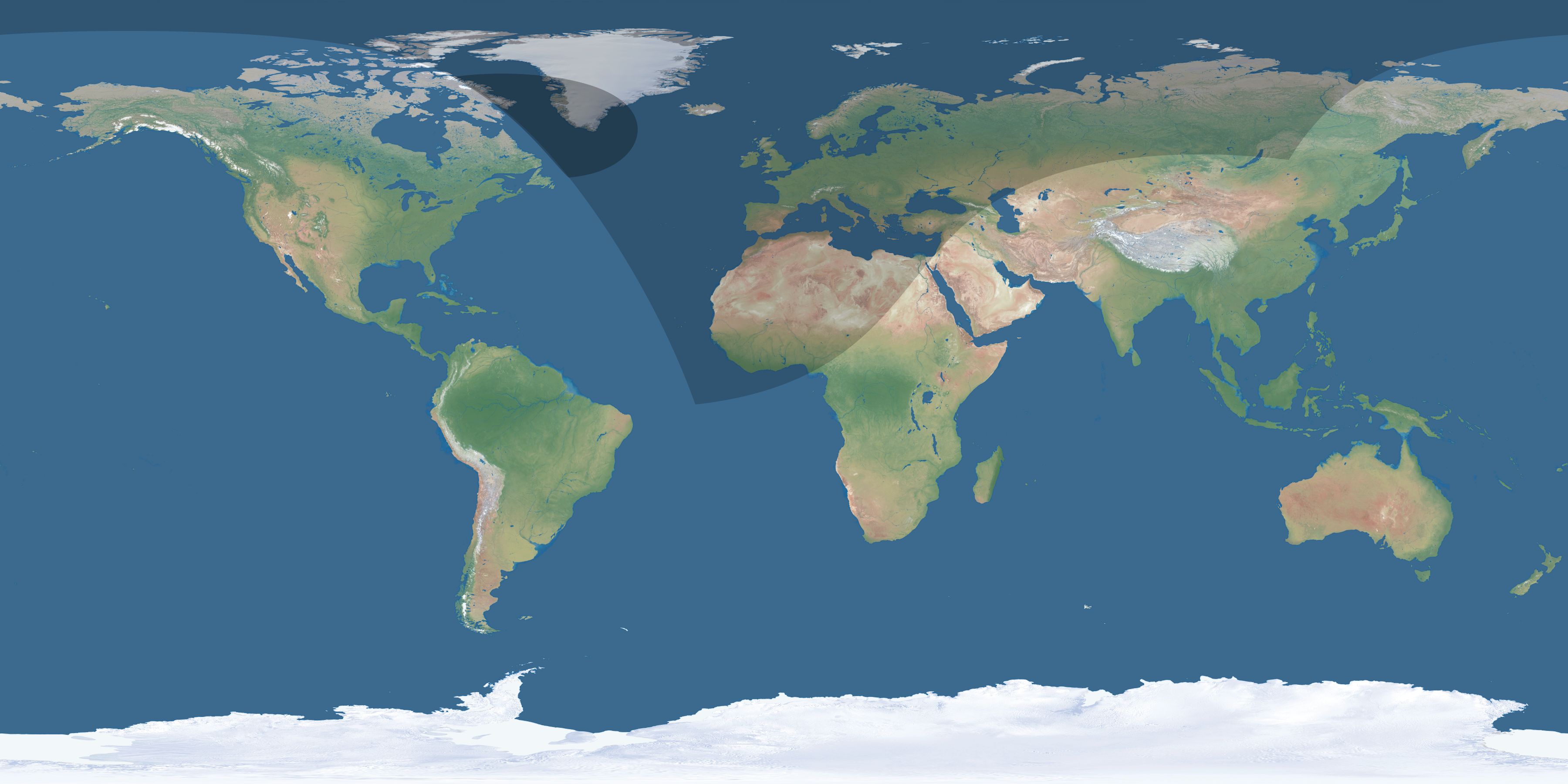 Map of the umbra and penumbra path of the solar eclipse of 04/05/2676
