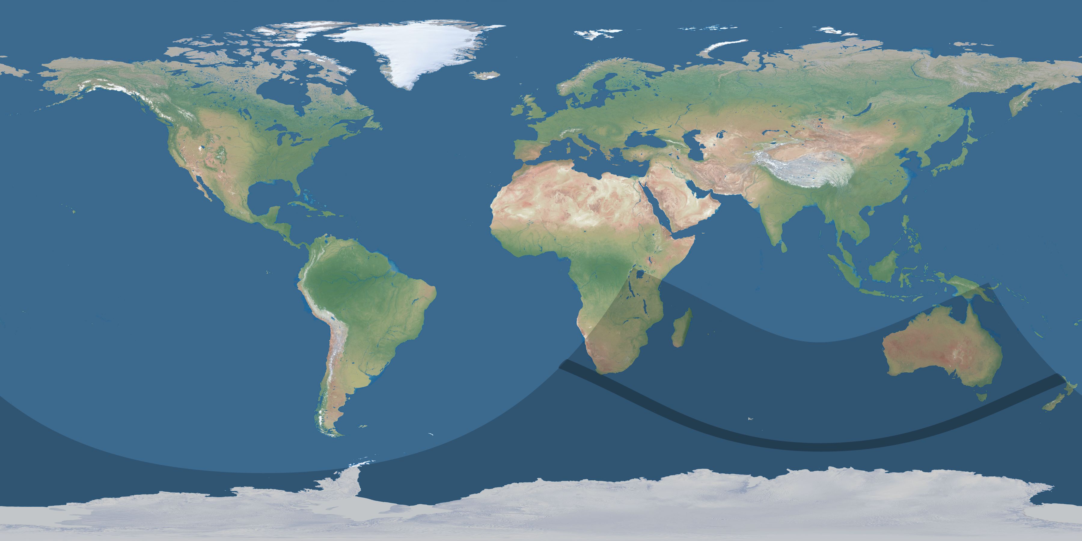 Map of the umbra and penumbra path of the solar eclipse of 12/02/2681