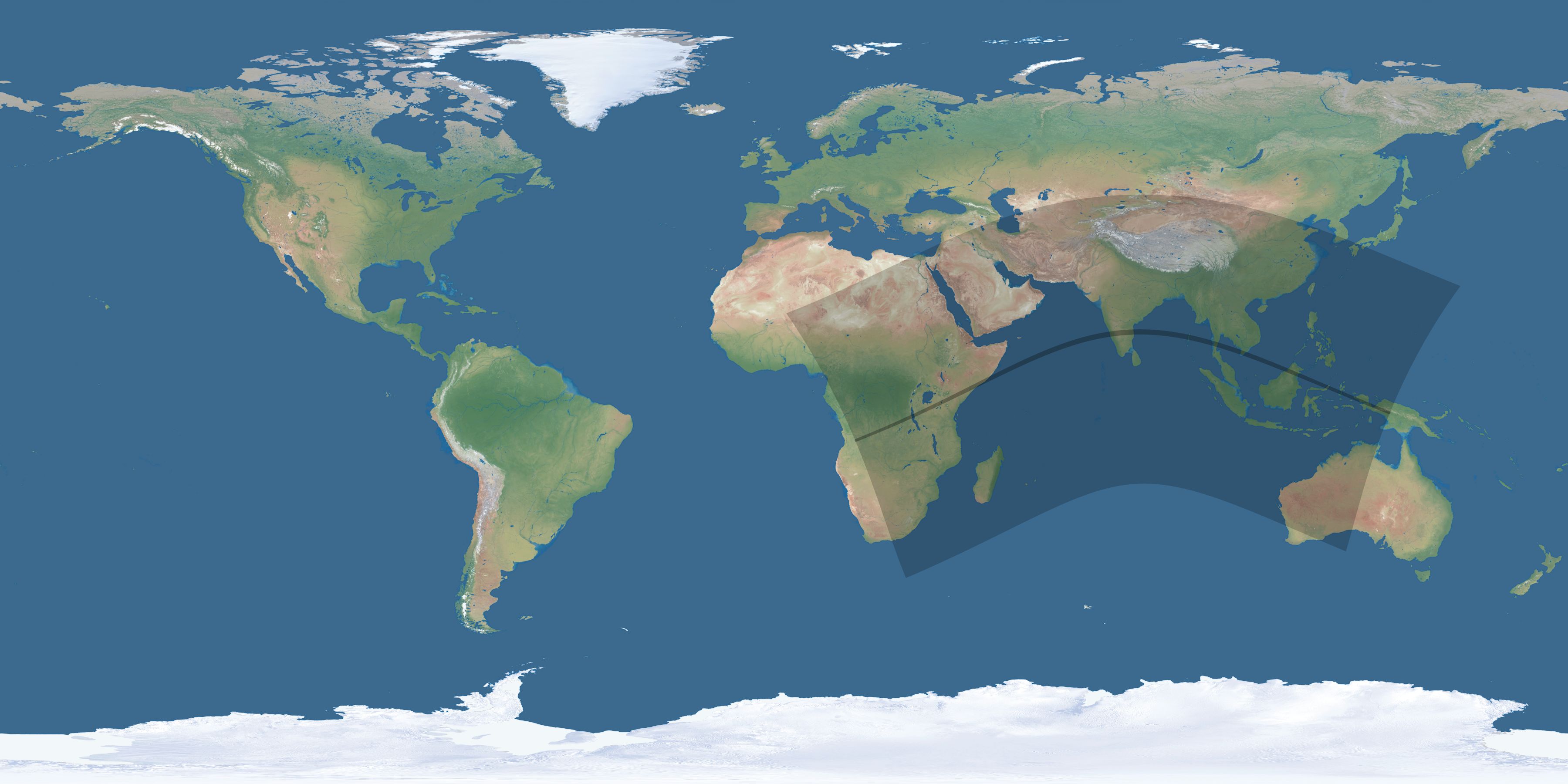 Map of the umbra and penumbra path of the solar eclipse of 05/29/2682