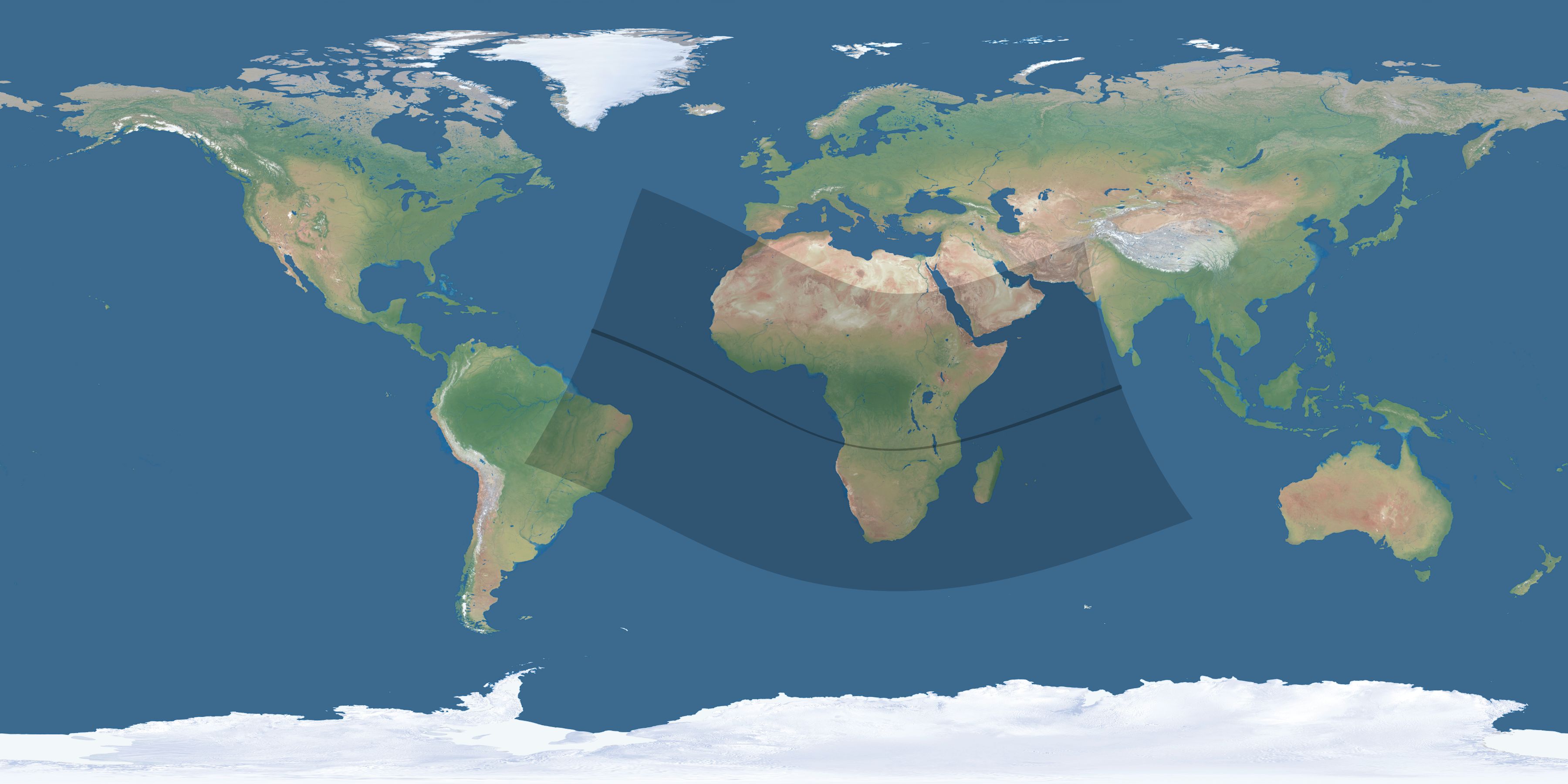 Map of the umbra and penumbra path of the solar eclipse of 11/21/2682
