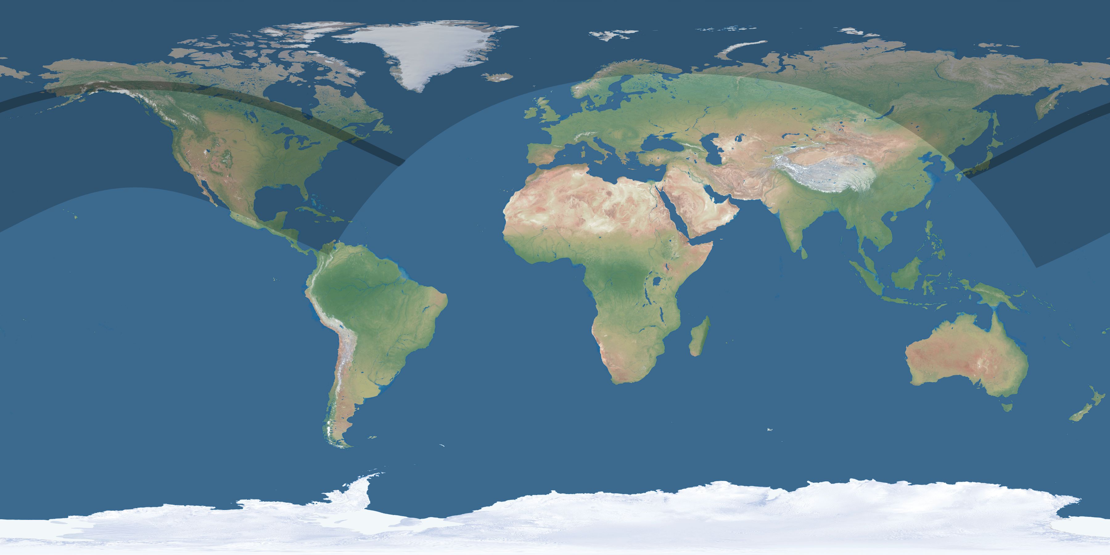 Map of the umbra and penumbra path of the solar eclipse of 06/28/2690