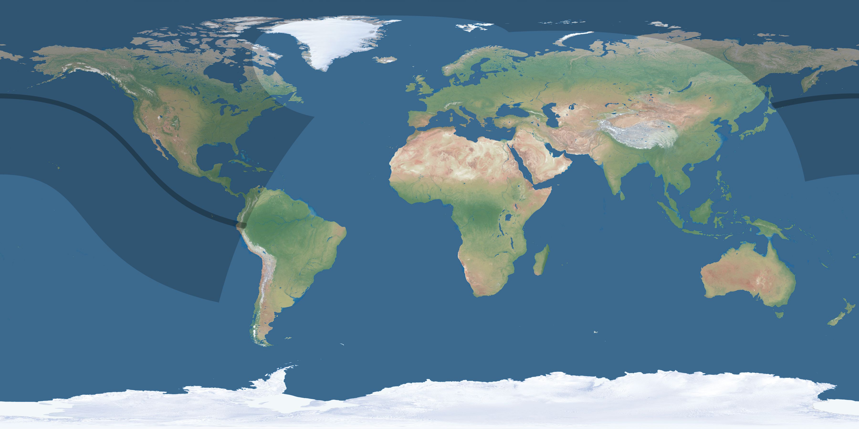 Map of the umbra and penumbra path of the solar eclipse of 08/19/2696