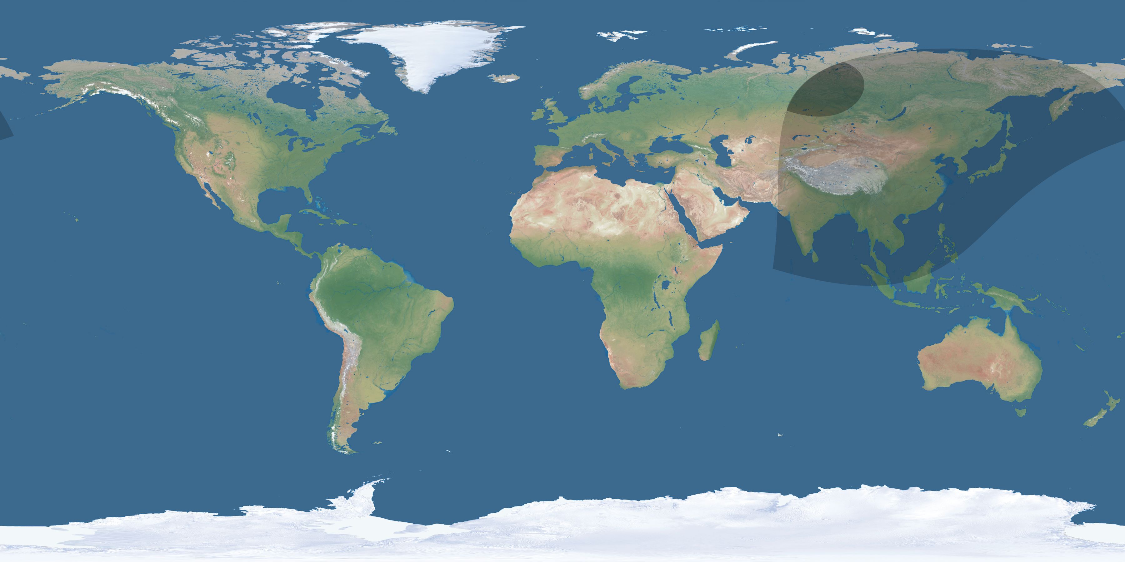 Map of the umbra and penumbra path of the solar eclipse of 02/03/2698