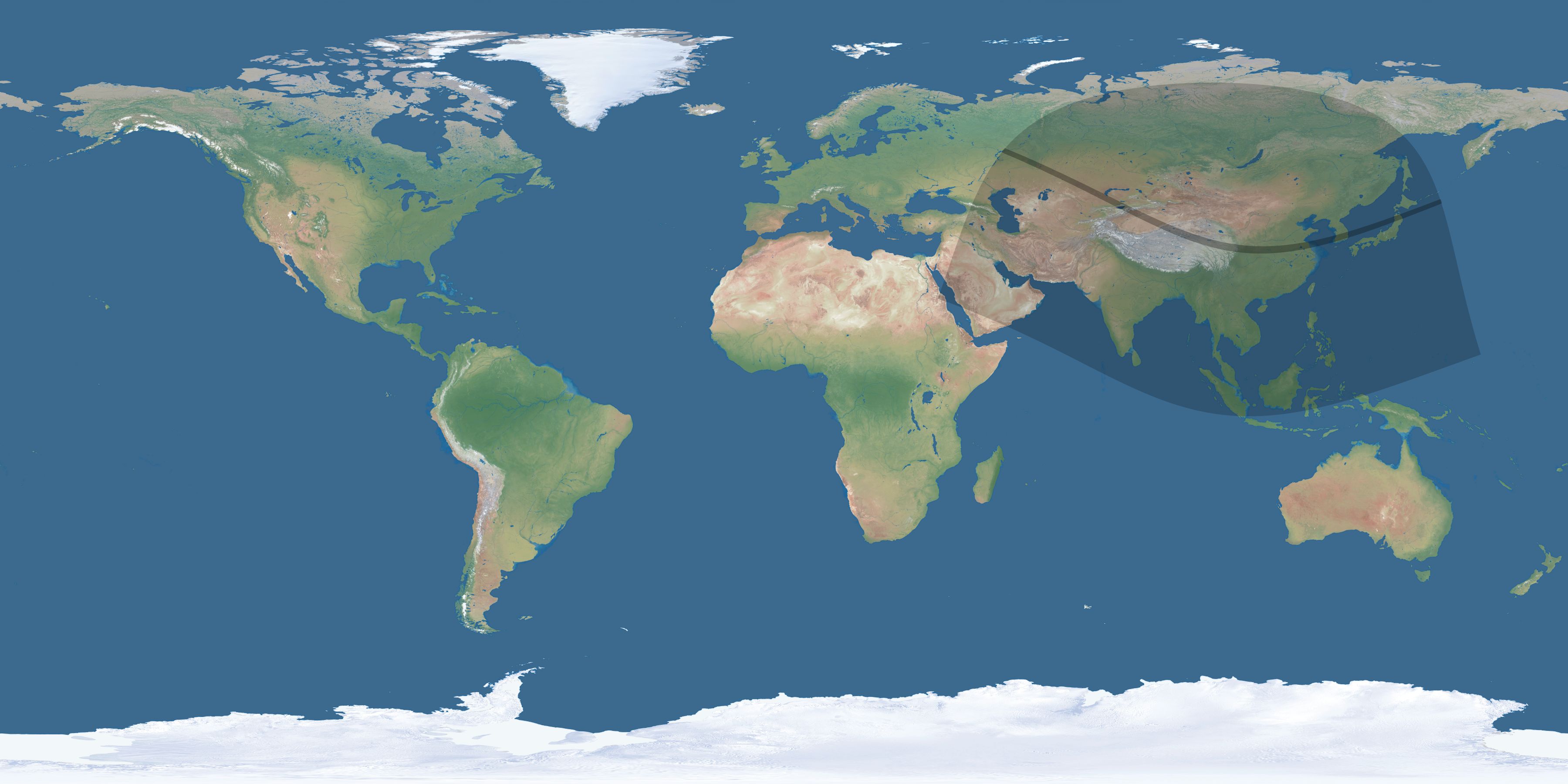 Map of the umbra and penumbra path of the solar eclipse of 11/22/2701