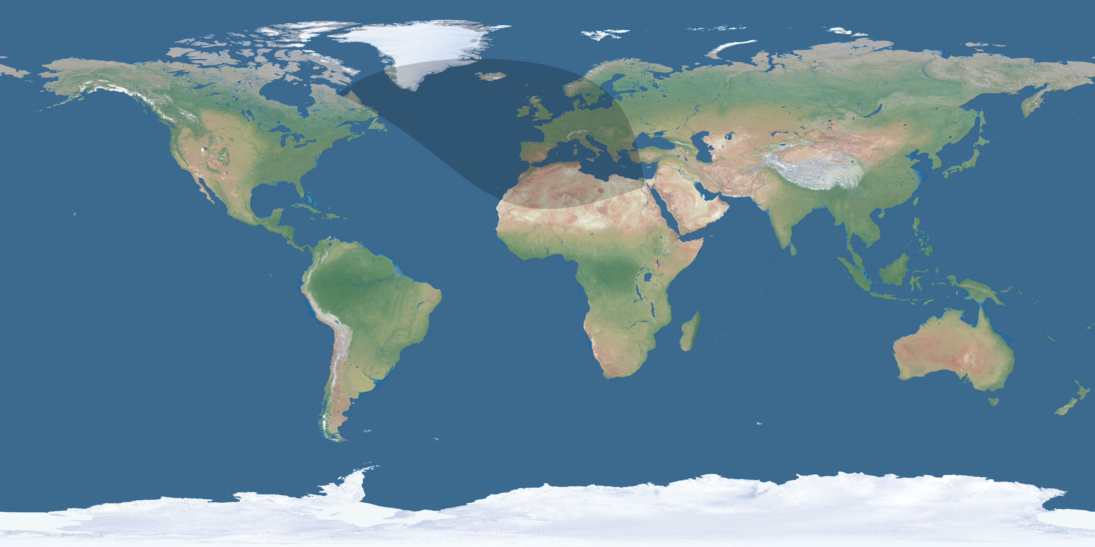 Map of the umbra and penumbra path of the solar eclipse of 11/23/2709