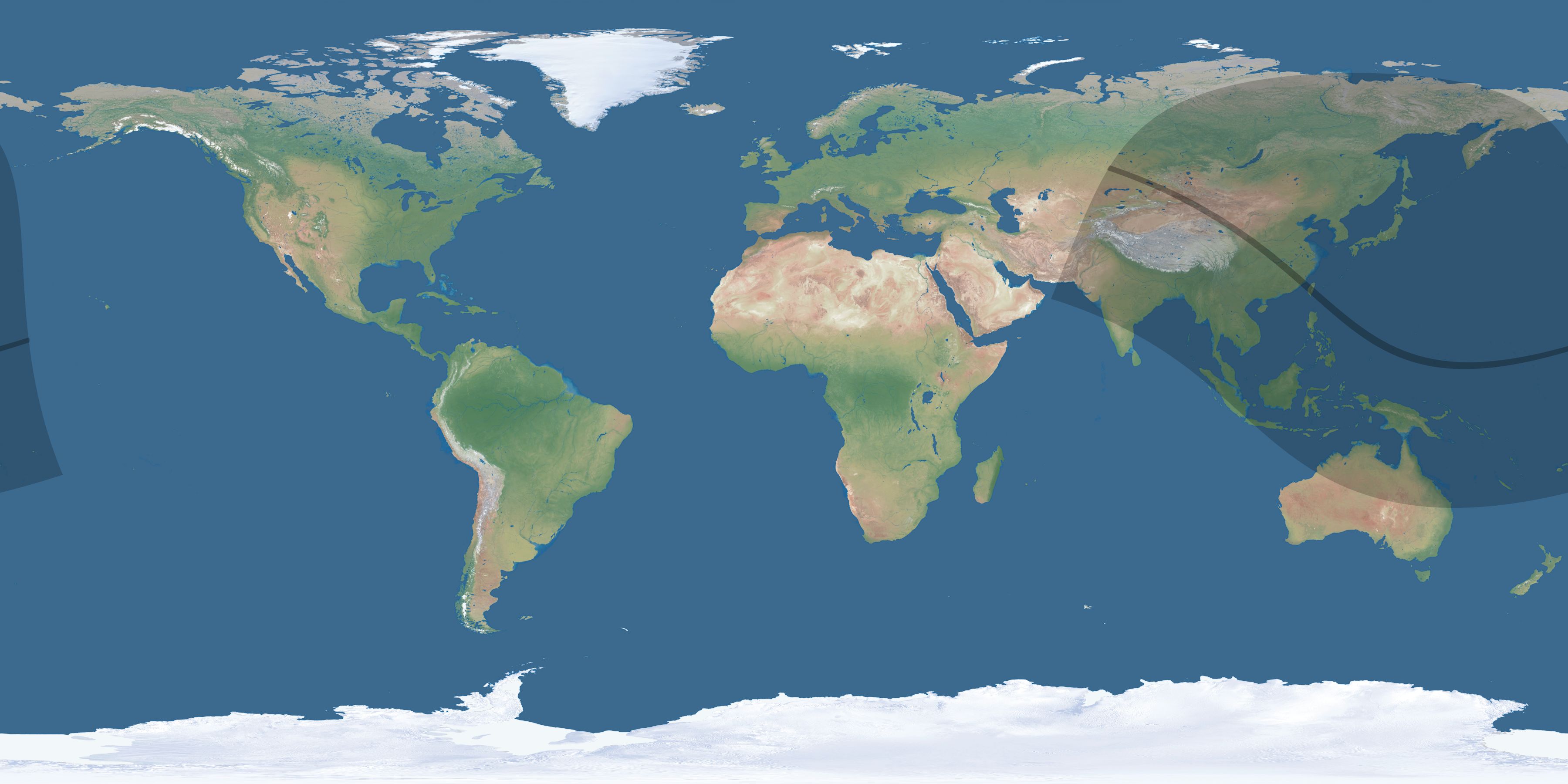 Map of the umbra and penumbra path of the solar eclipse of 11/13/2710