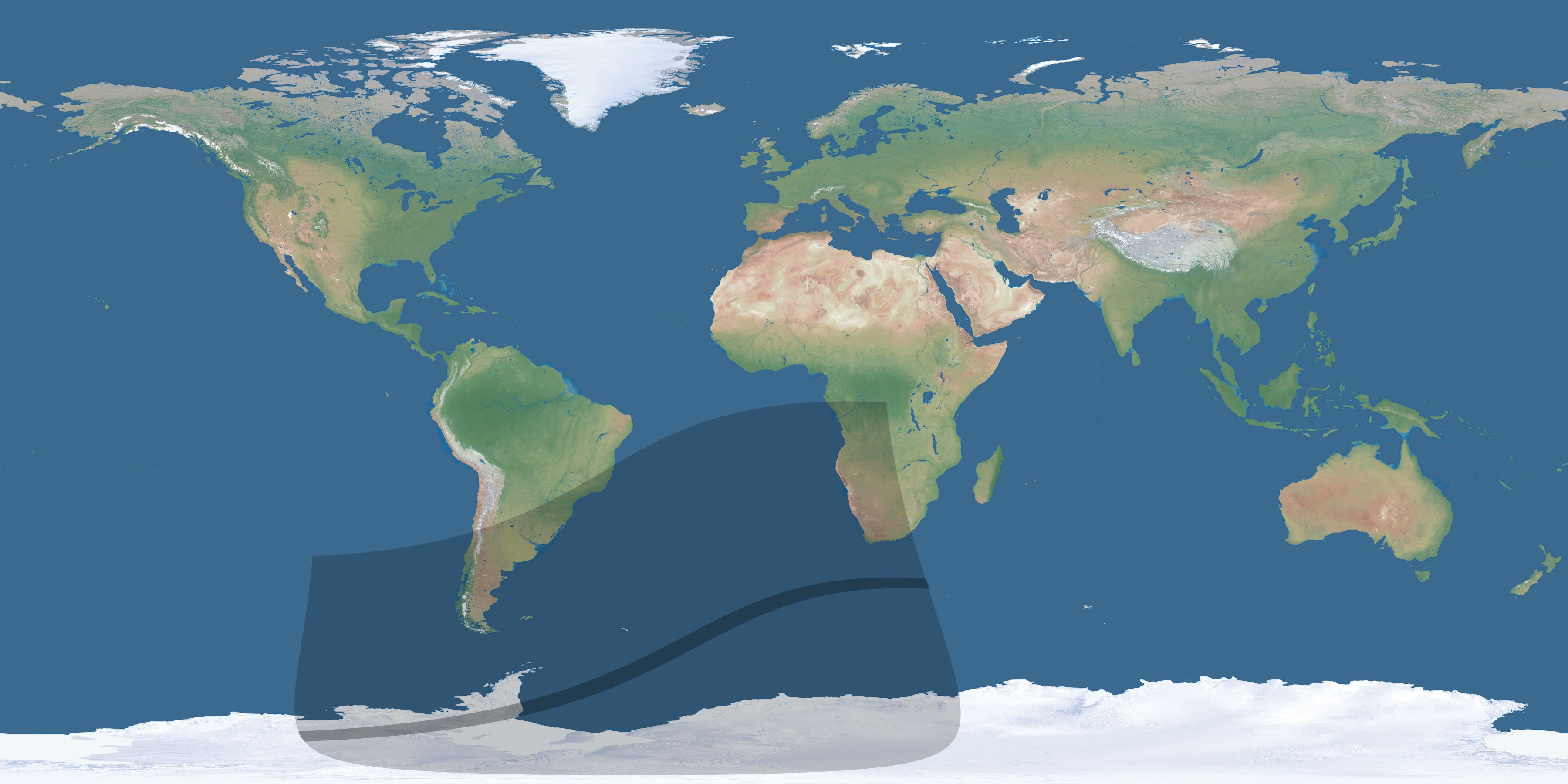 Map of the umbra and penumbra path of the solar eclipse of 03/28/2723