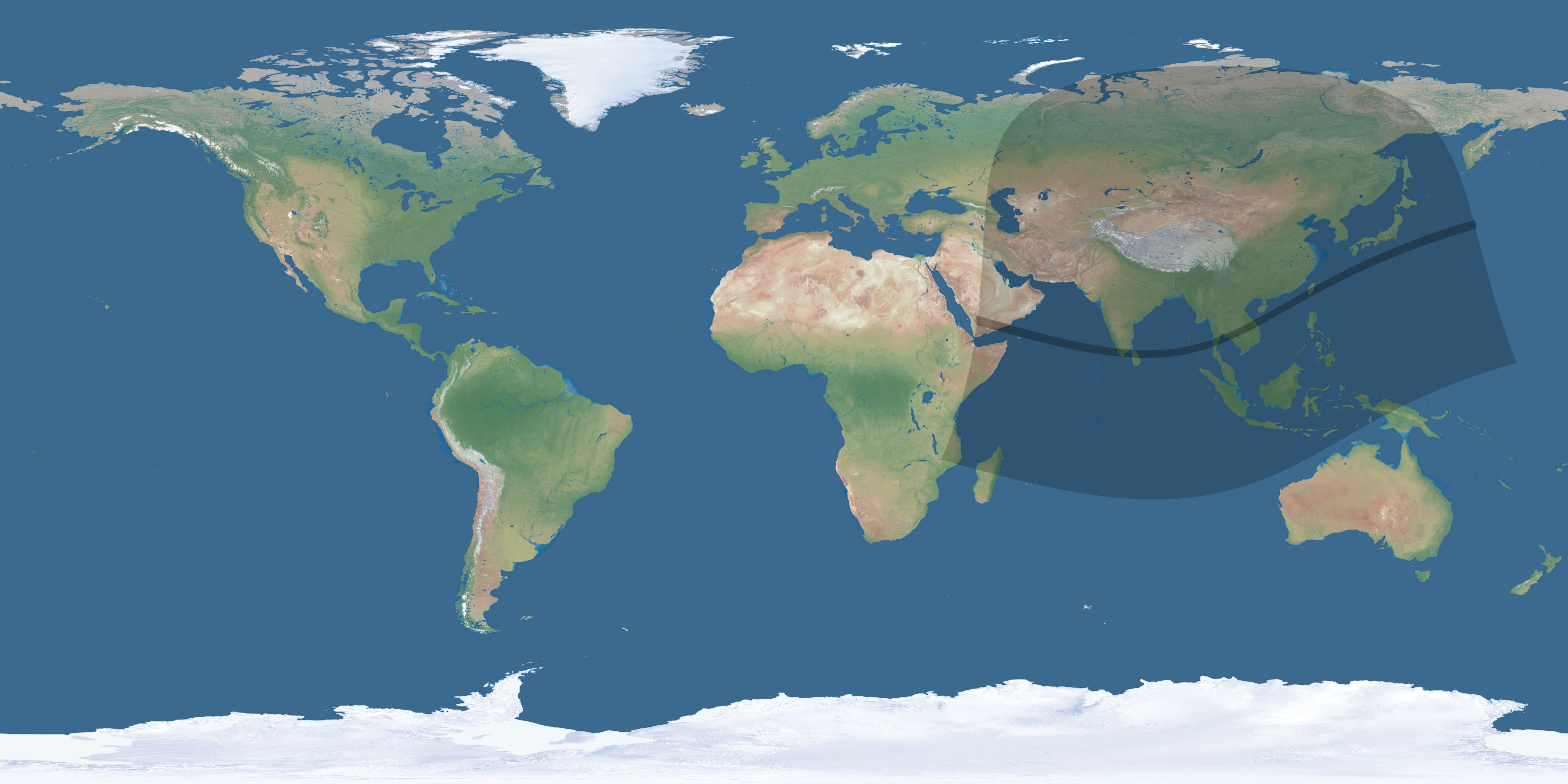 Map of the umbra and penumbra path of the solar eclipse of 02/05/2725