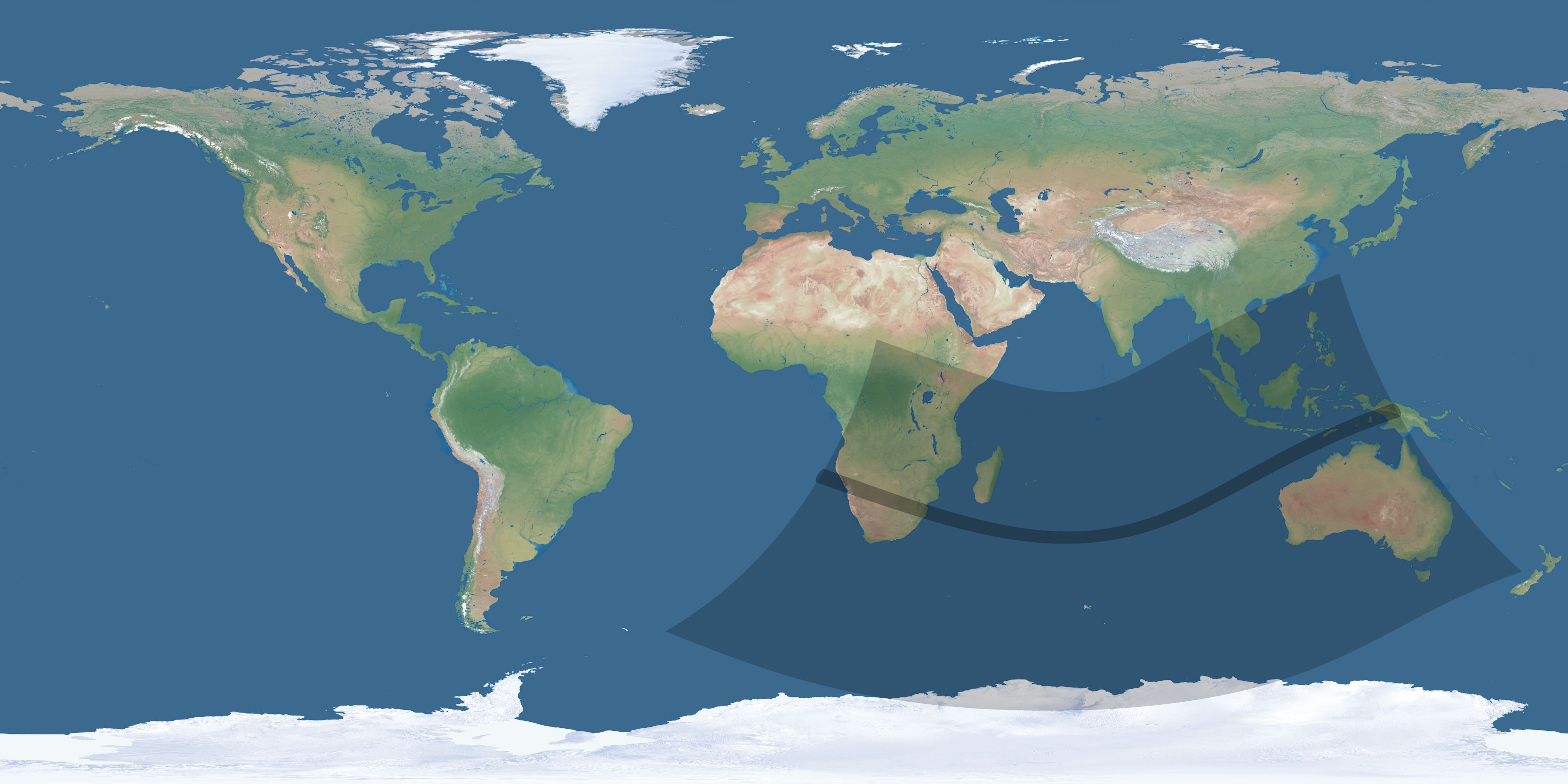Map of the umbra and penumbra path of the solar eclipse of 01/25/2726