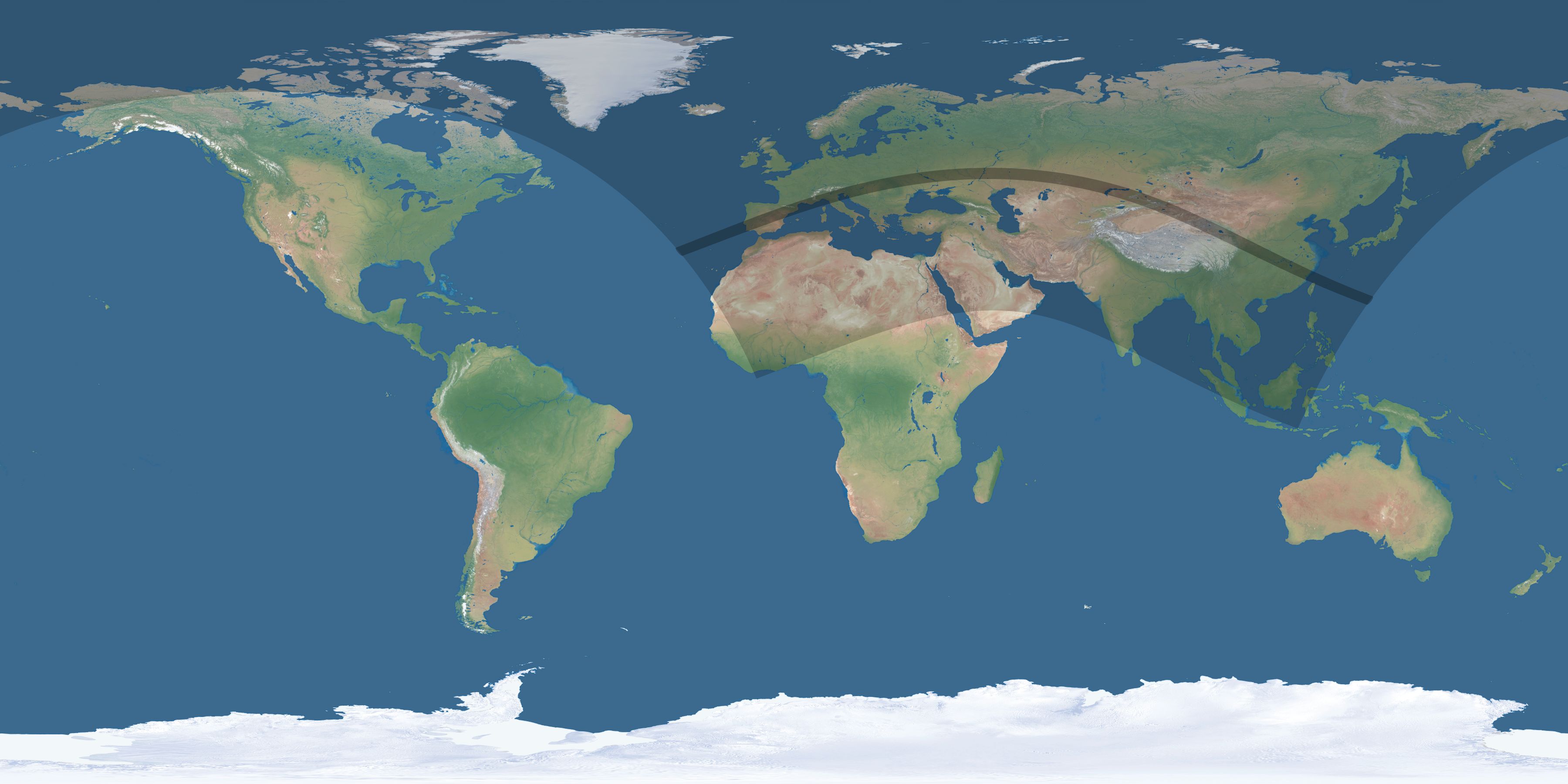 Map of the umbra and penumbra path of the solar eclipse of 07/21/2726