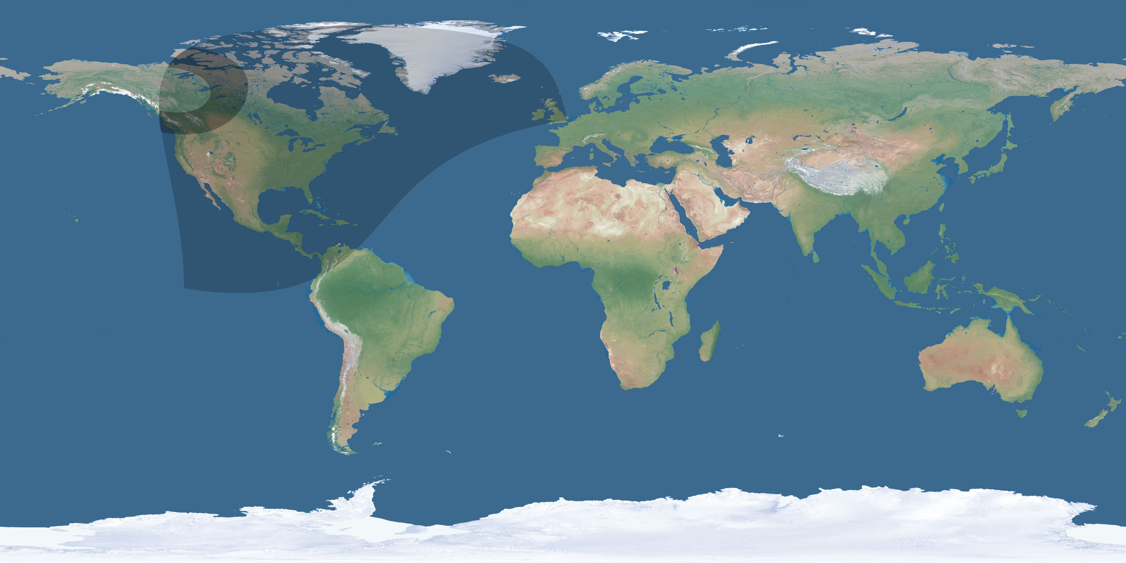 Map of the umbra and penumbra path of the solar eclipse of 02/25/2734