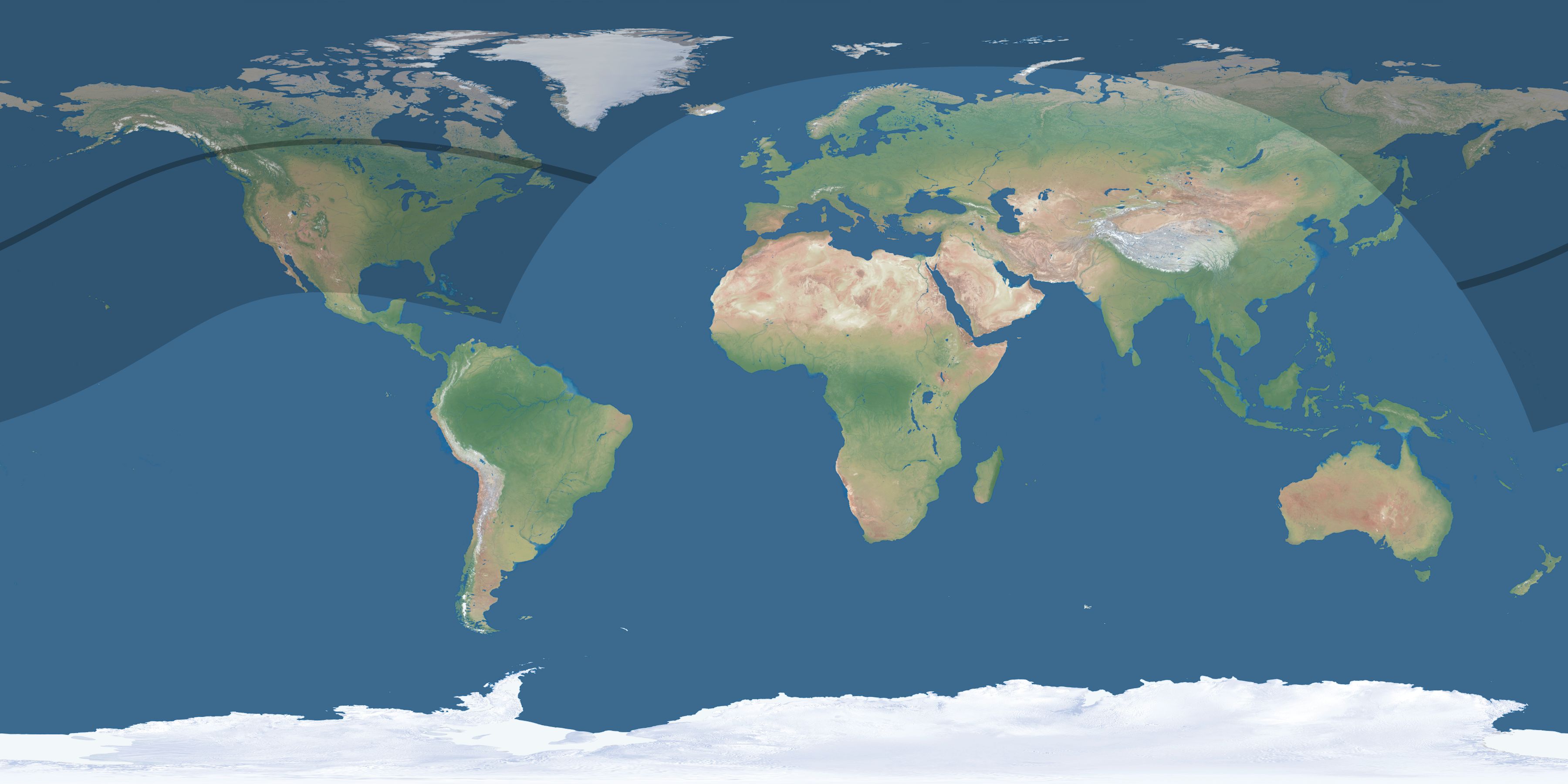 Map of the umbra and penumbra path of the solar eclipse of 04/30/2739