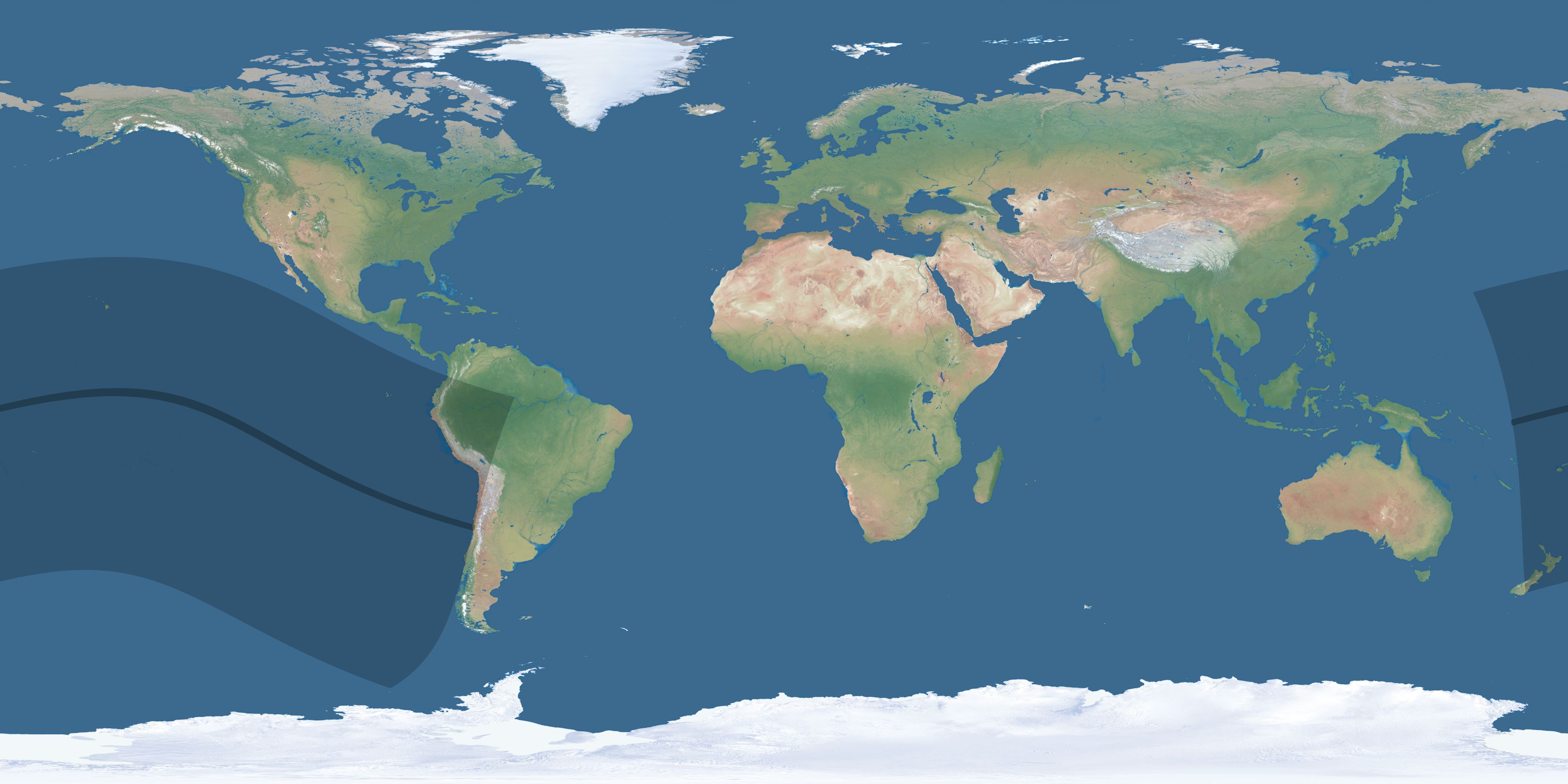 Map of the umbra and penumbra path of the solar eclipse of 08/12/2743