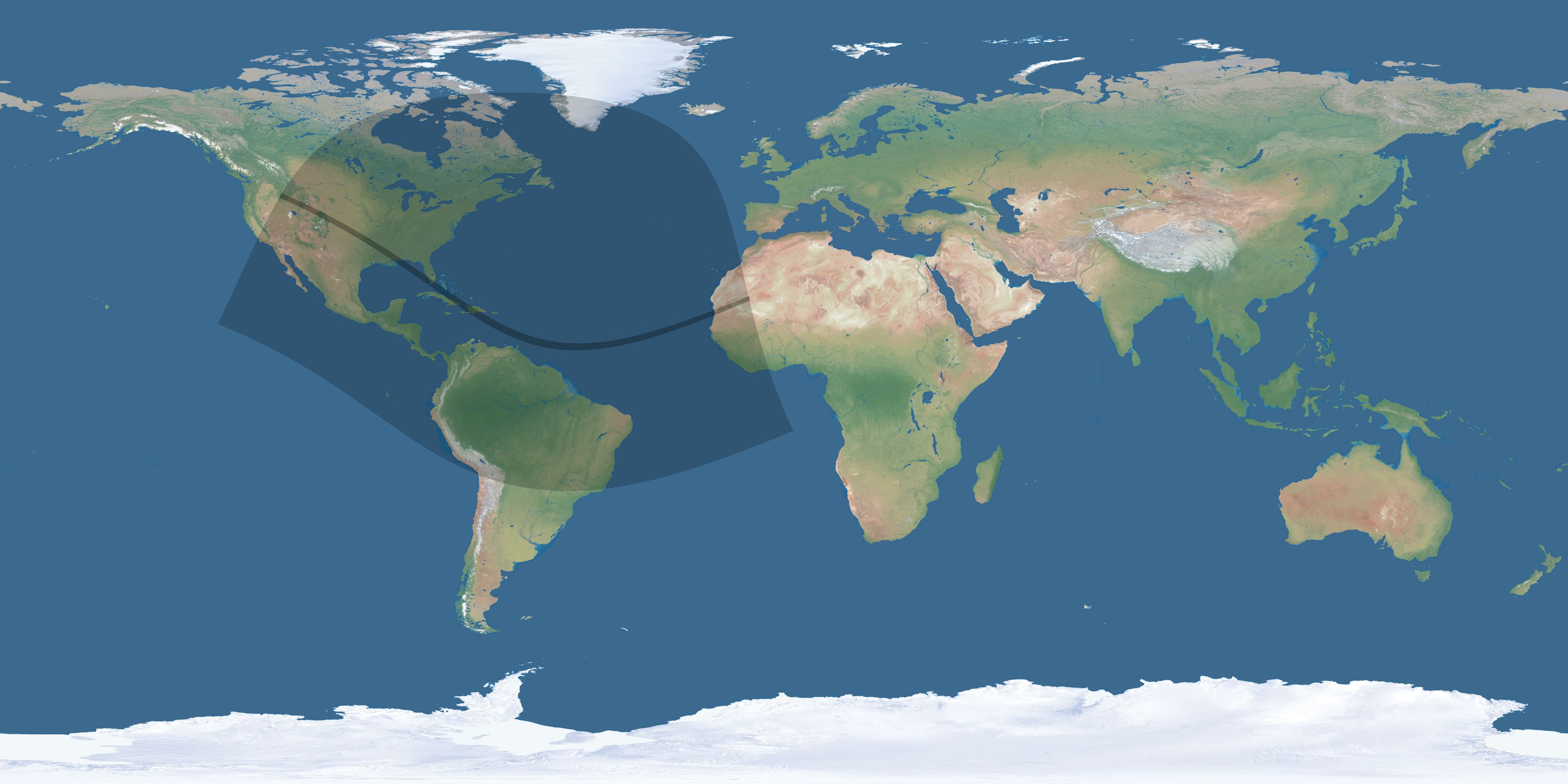 Map of the umbra and penumbra path of the solar eclipse of 12/04/2746
