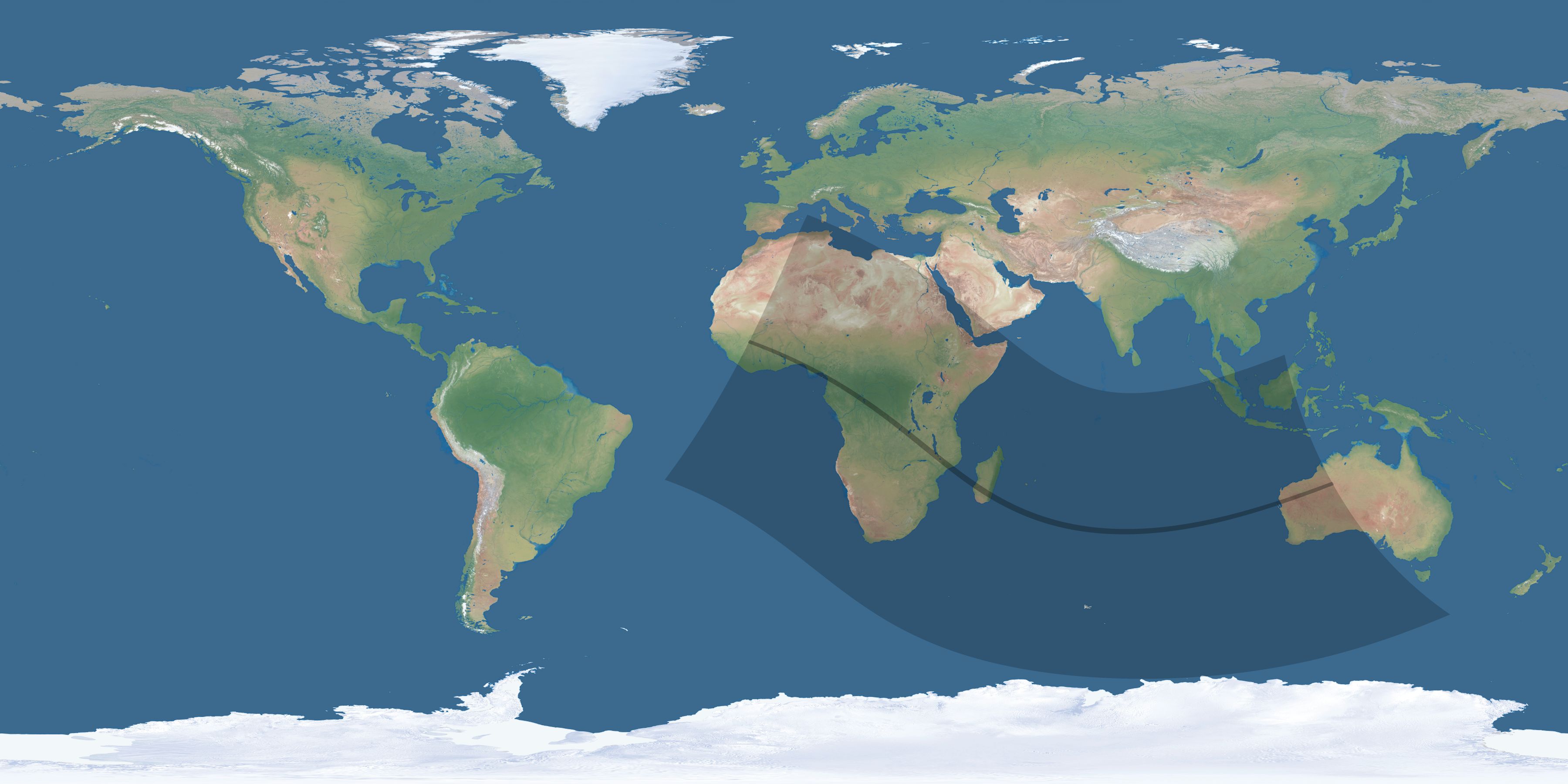 Map of the umbra and penumbra path of the solar eclipse of 11/24/2747
