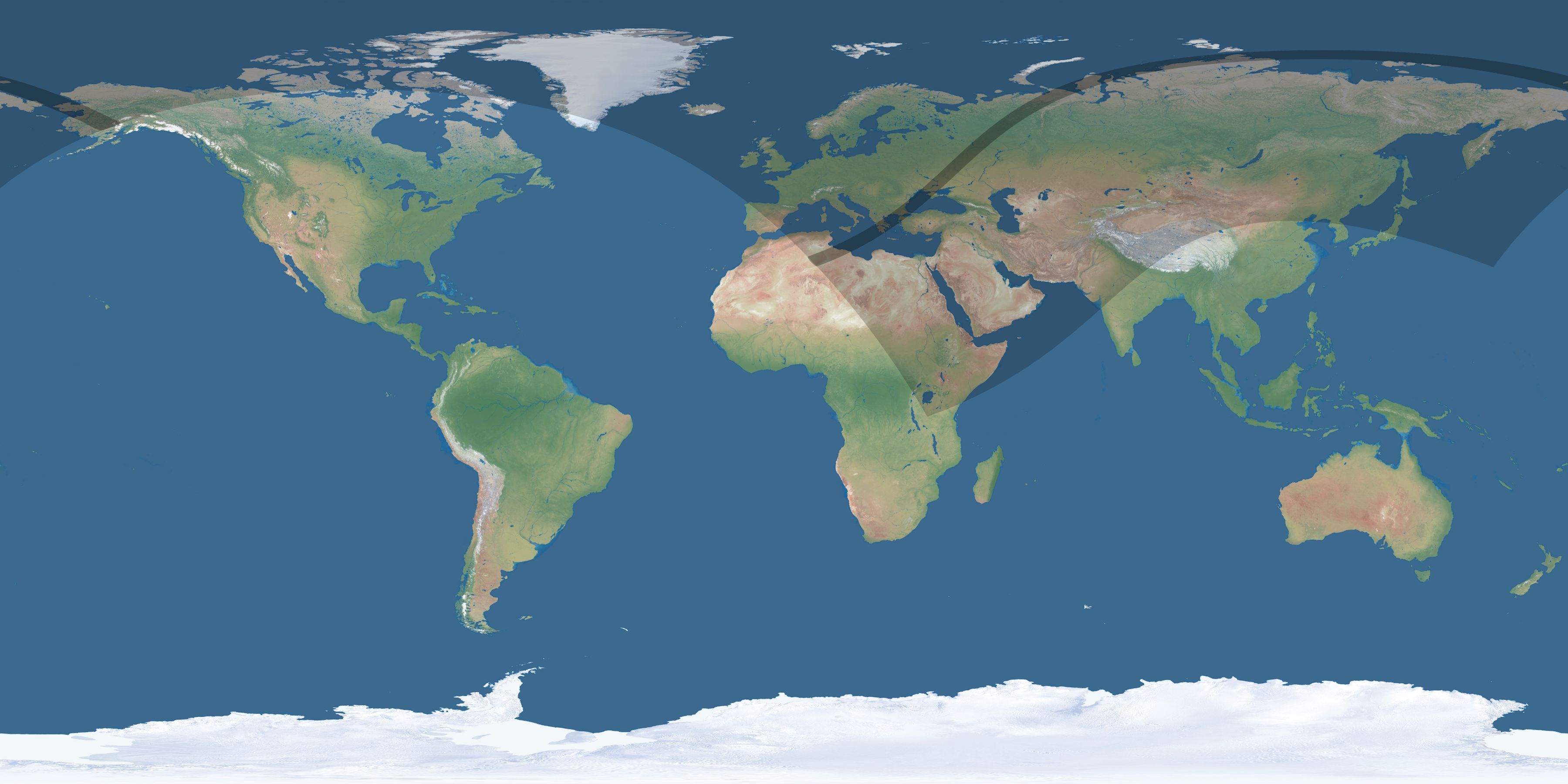 Map of the umbra and penumbra path of the solar eclipse of 05/19/2748