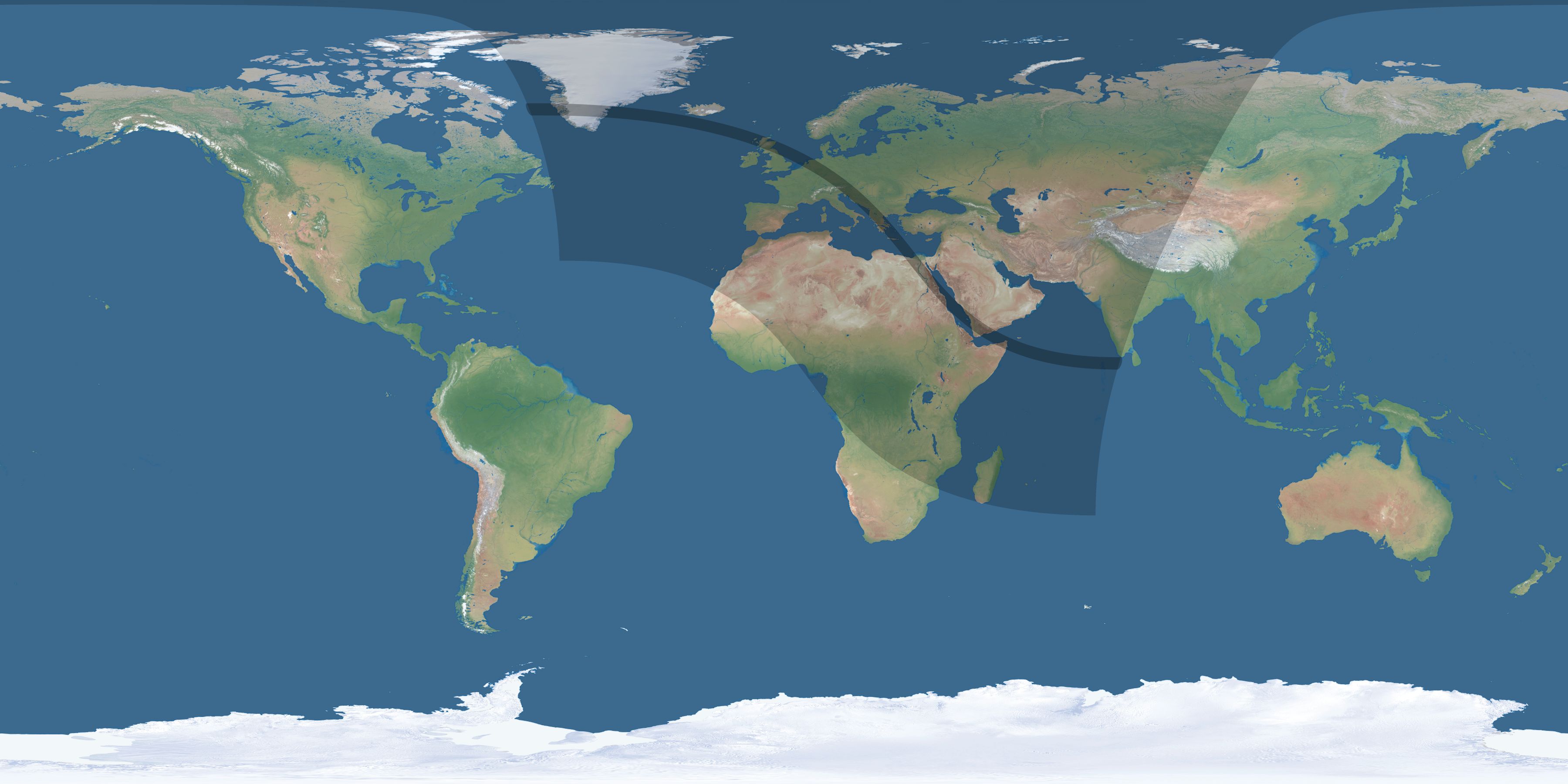 Map of the umbra and penumbra path of the solar eclipse of 09/22/2750