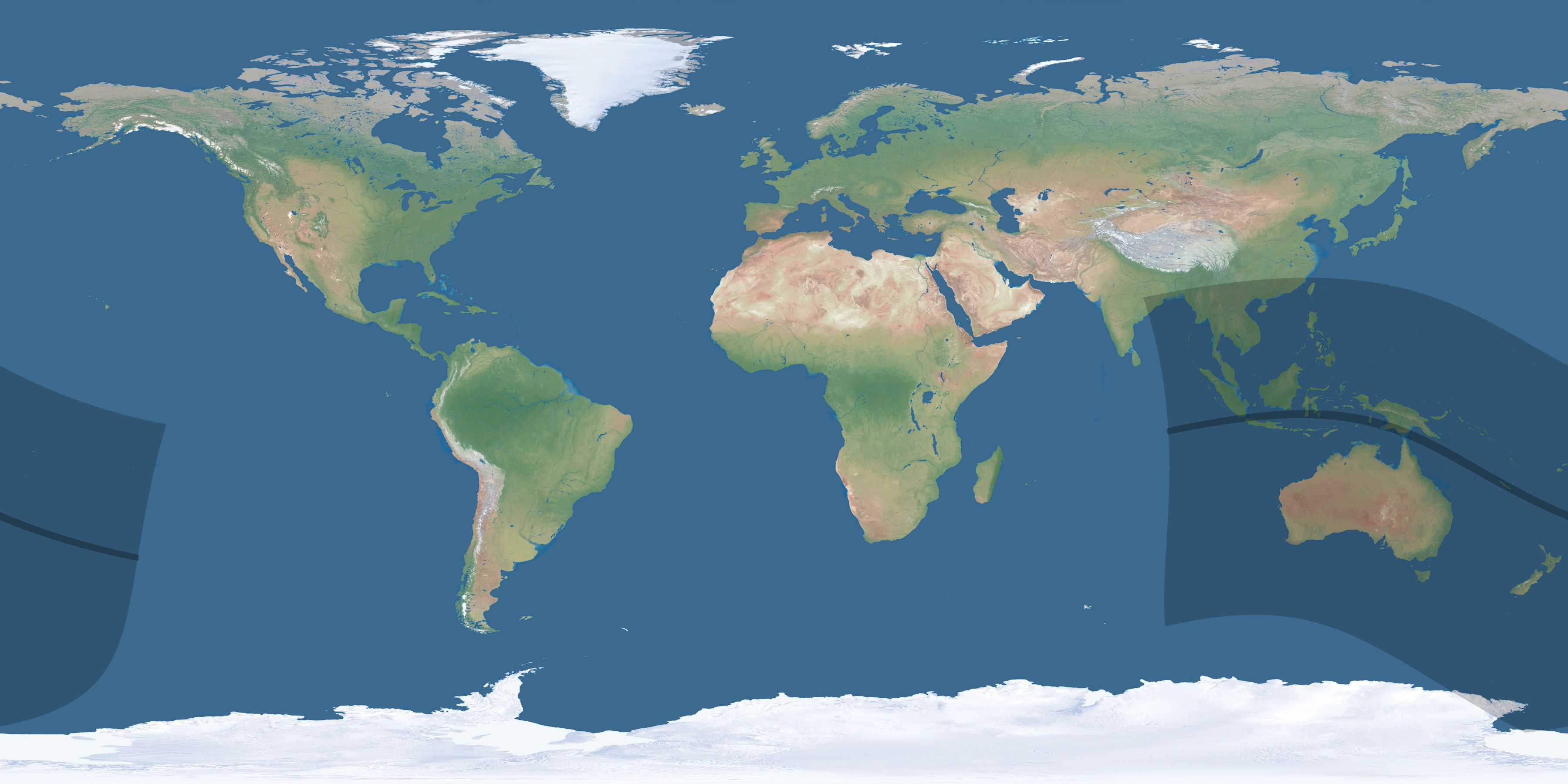 Map of the umbra and penumbra path of the solar eclipse of 08/22/2761